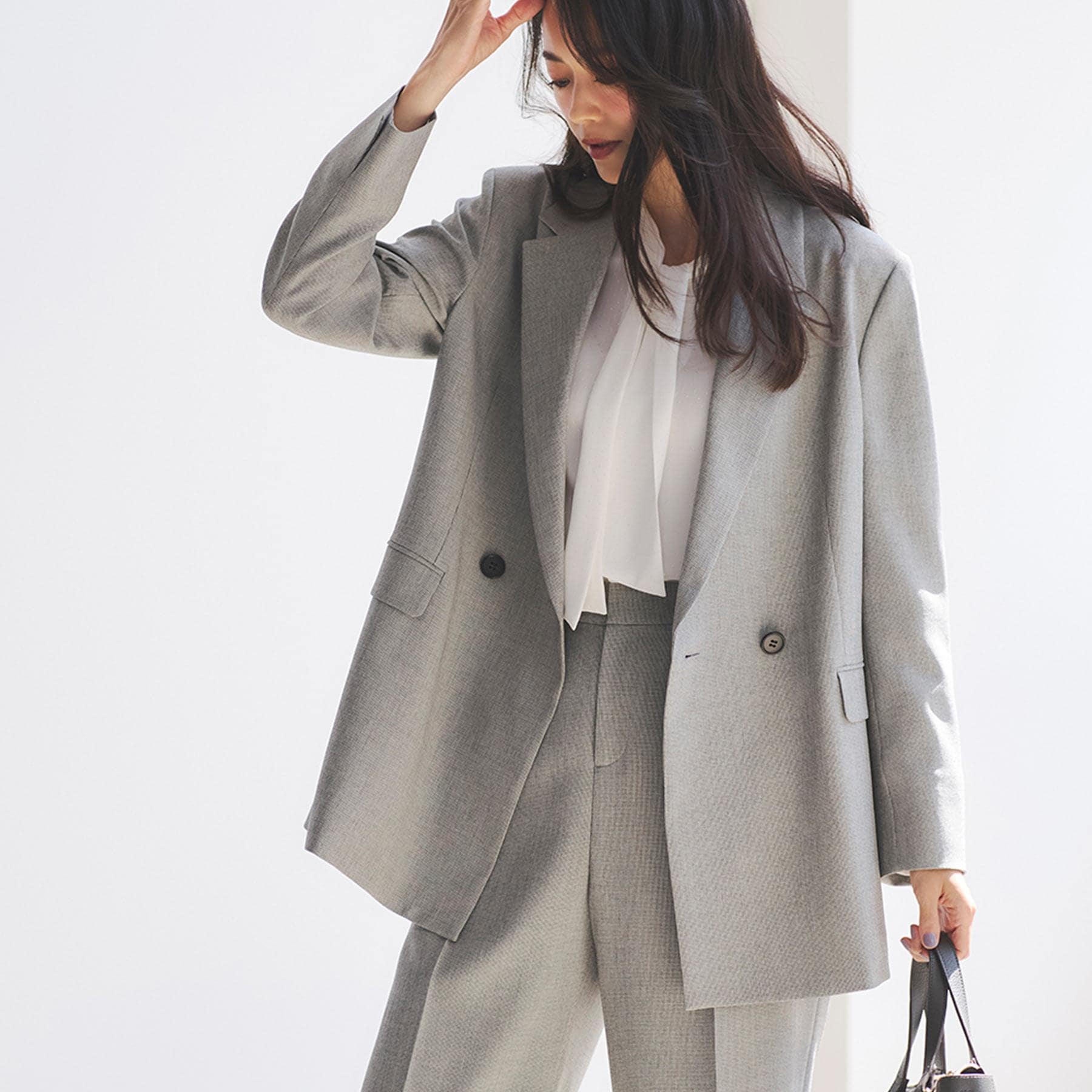 リフレクト Reflect 【単品羽織OK◎/セットアップ可】リラクシーメランジジャケット (ブラウン(044)) ブラウン(044)