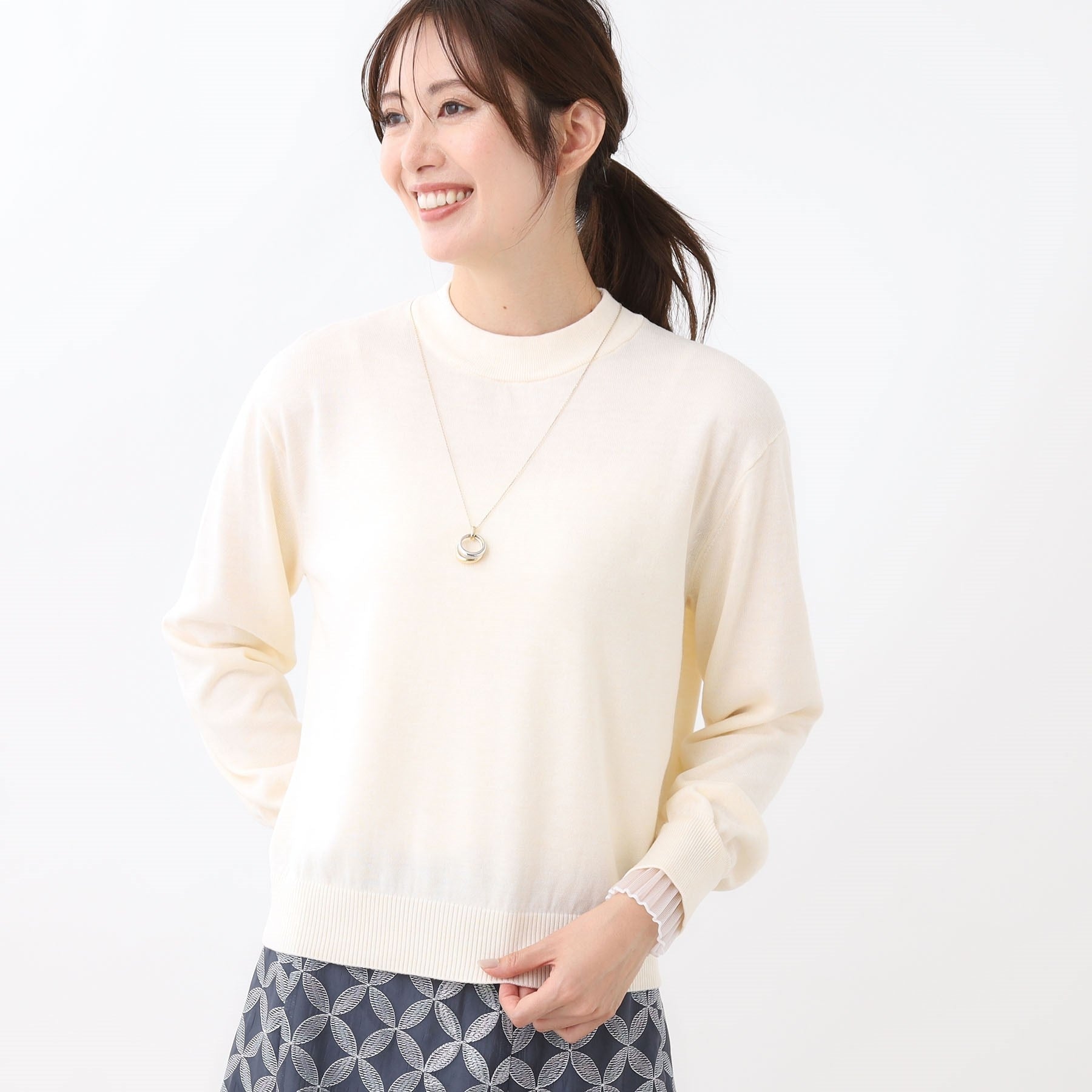 リフレクト Reflect 【重ね着風スタイルに◎】フリルプリーツスリーブニット (レッド(061)) レッド(061)