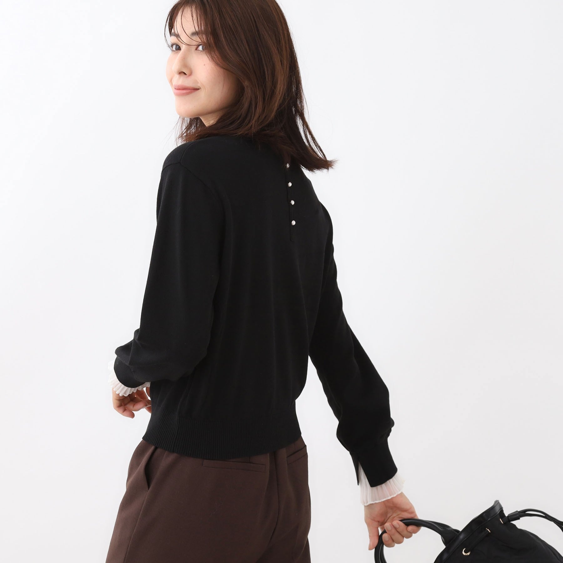 リフレクト Reflect 【重ね着風スタイルに◎】フリルプリーツスリーブニット (レッド(061)) レッド(061)