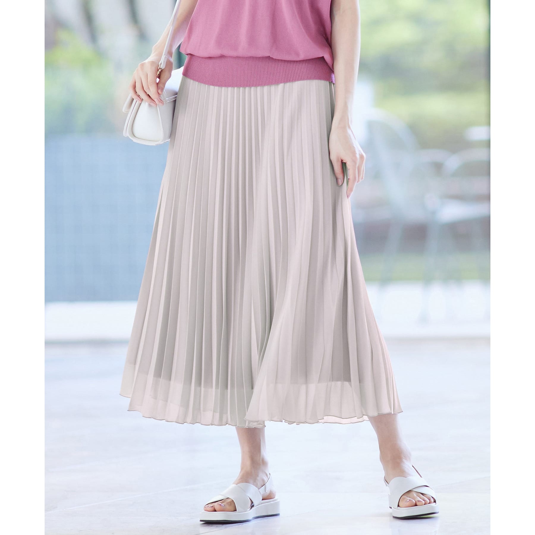 リフレクト Reflect 【WEB限定カラーあり/手洗い可能】涼しげドライタッチプリーツスカート,グレー(012)