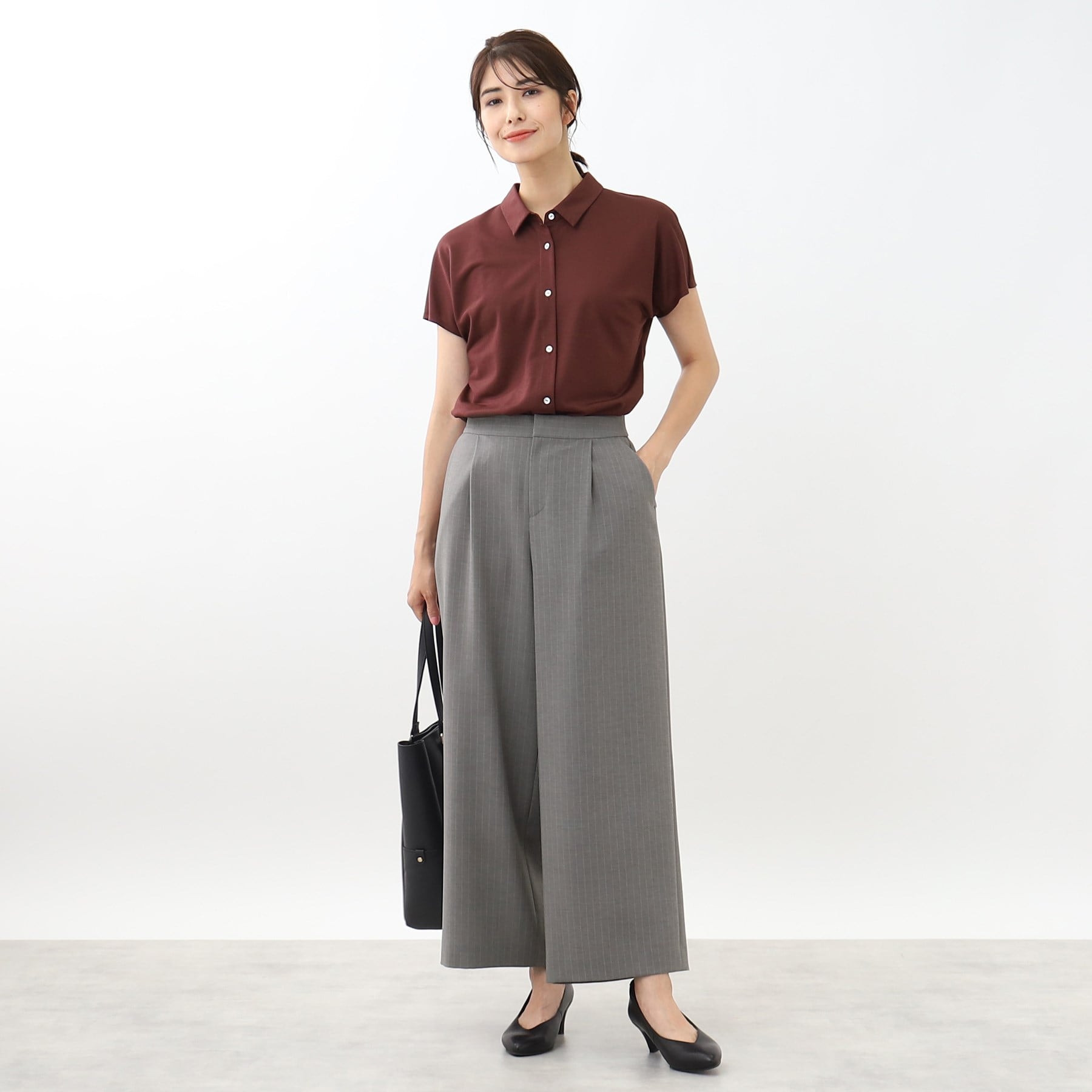 リフレクト Reflect 【接触冷感/マシンウォッシュ/セットアップ可能】ワイドシルエットパンツ (ブラック(019)) ブラック(019)