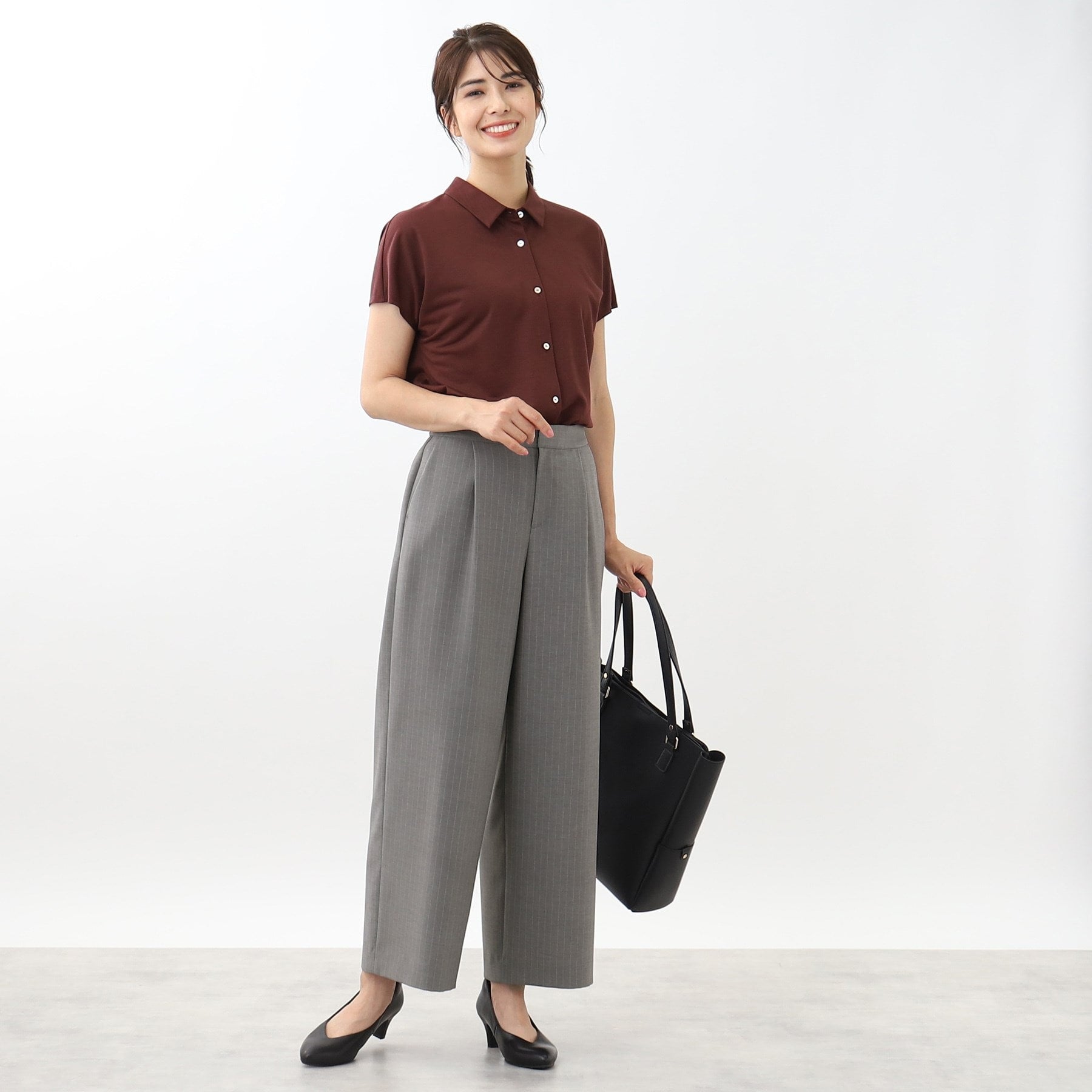 リフレクト Reflect 【接触冷感/マシンウォッシュ/セットアップ可能】ワイドシルエットパンツ (ブラック(019)) ブラック(019)