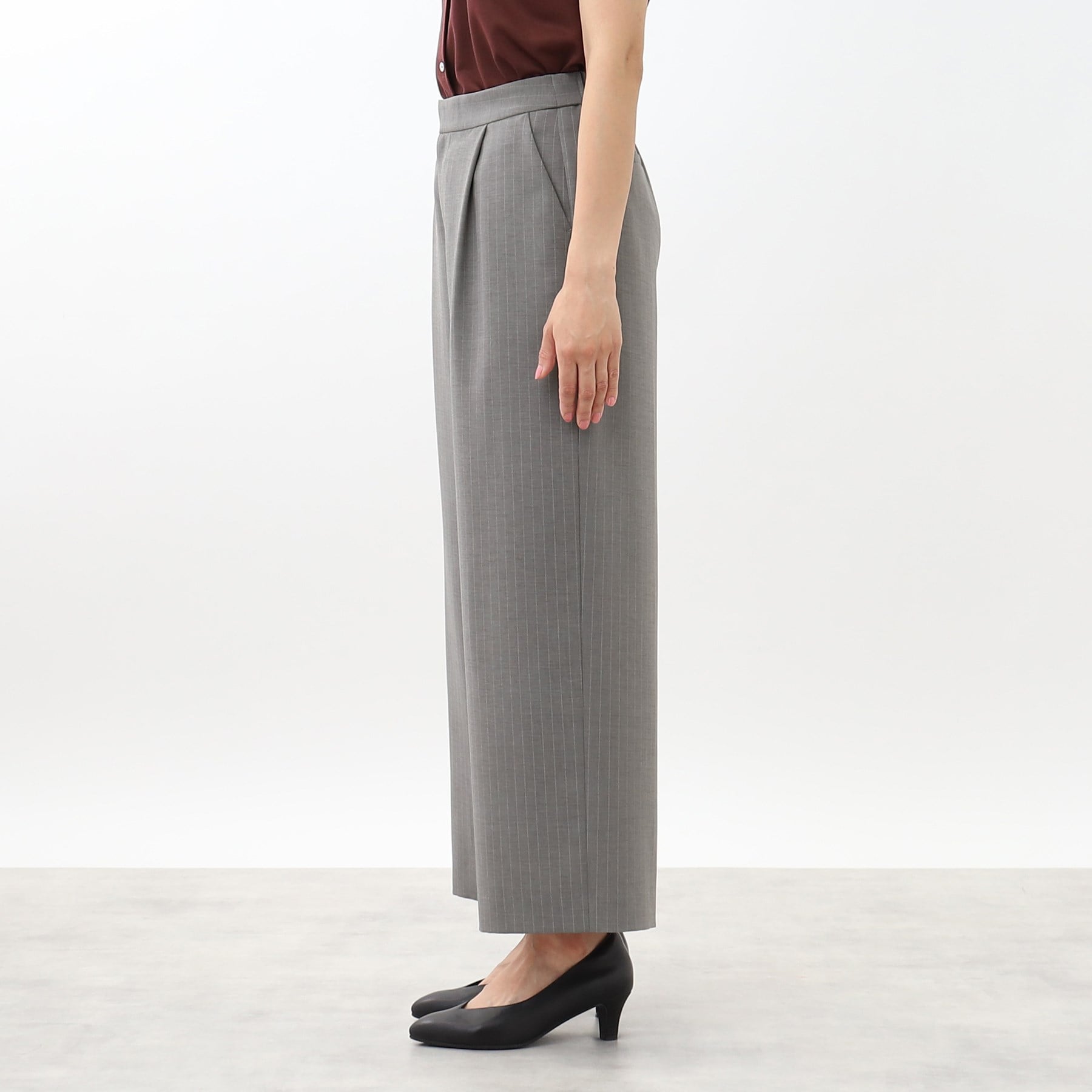 リフレクト Reflect 【接触冷感/マシンウォッシュ/セットアップ可能】ワイドシルエットパンツ (ブラック(019)) ブラック(019)