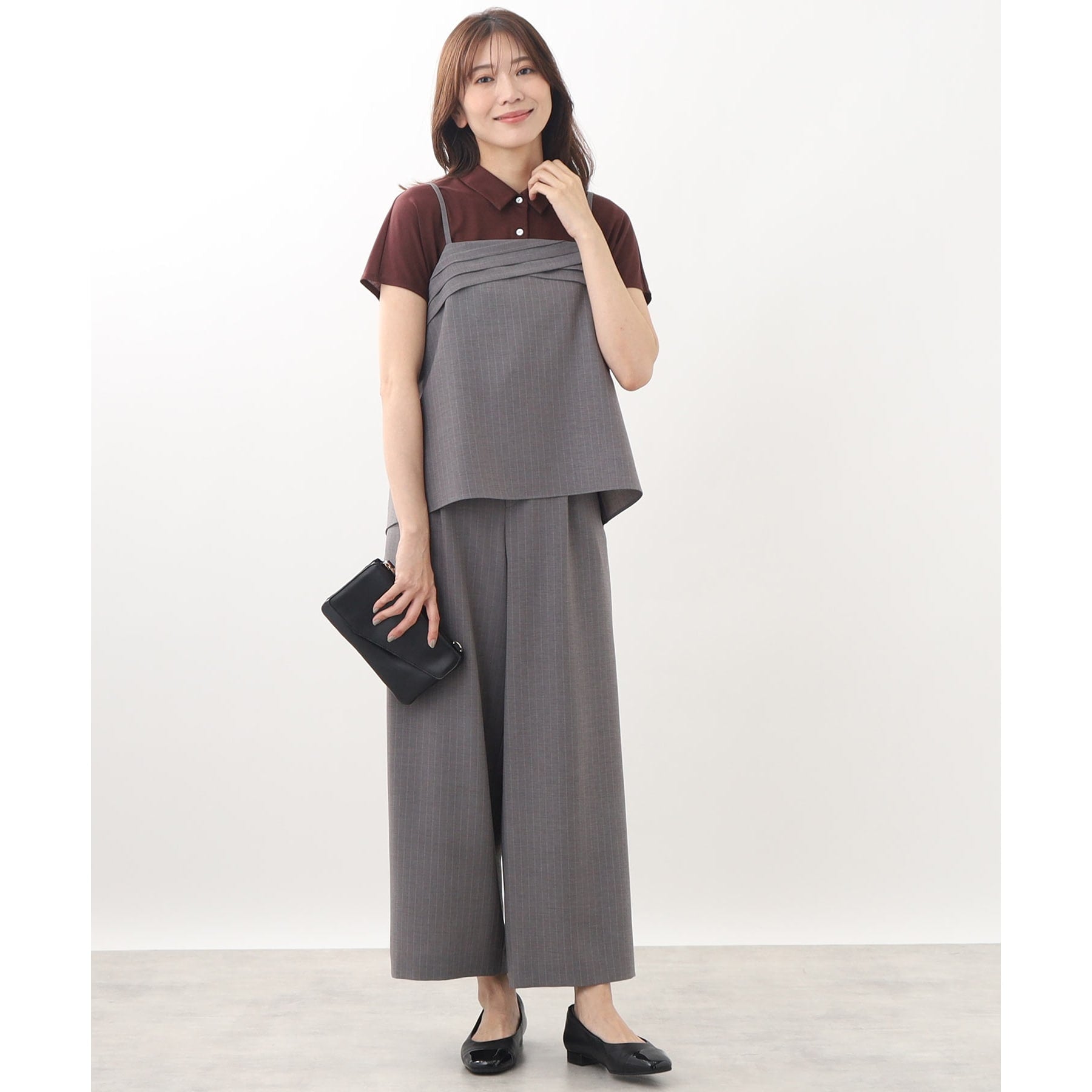 リフレクト Reflect 【接触冷感/マシンウォッシュ/セットアップ可能】ワイドシルエットパンツ (ブラック(019)) ブラック(019)