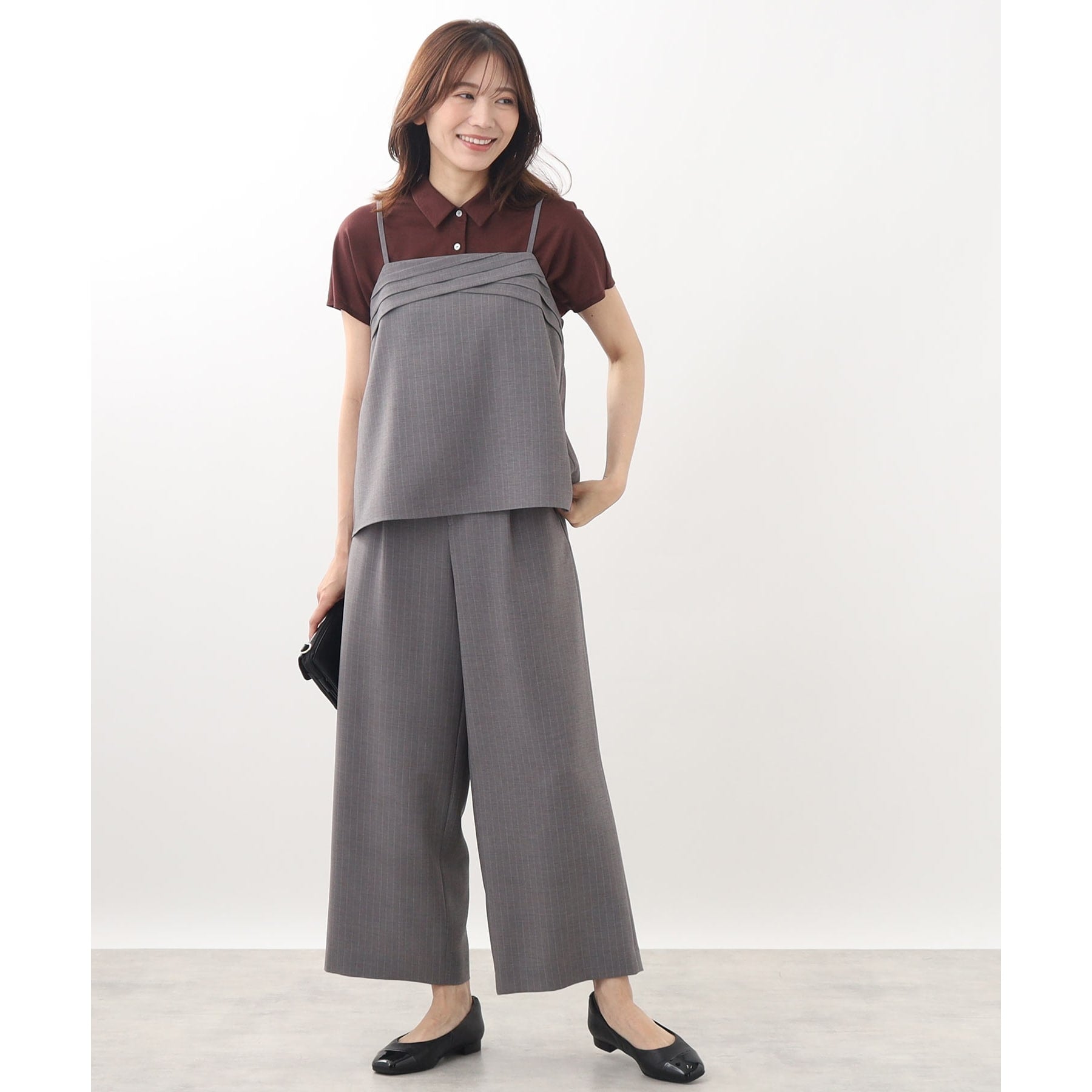 リフレクト Reflect 【接触冷感/マシンウォッシュ/セットアップ可能】ワイドシルエットパンツ (ブラック(019)) ブラック(019)