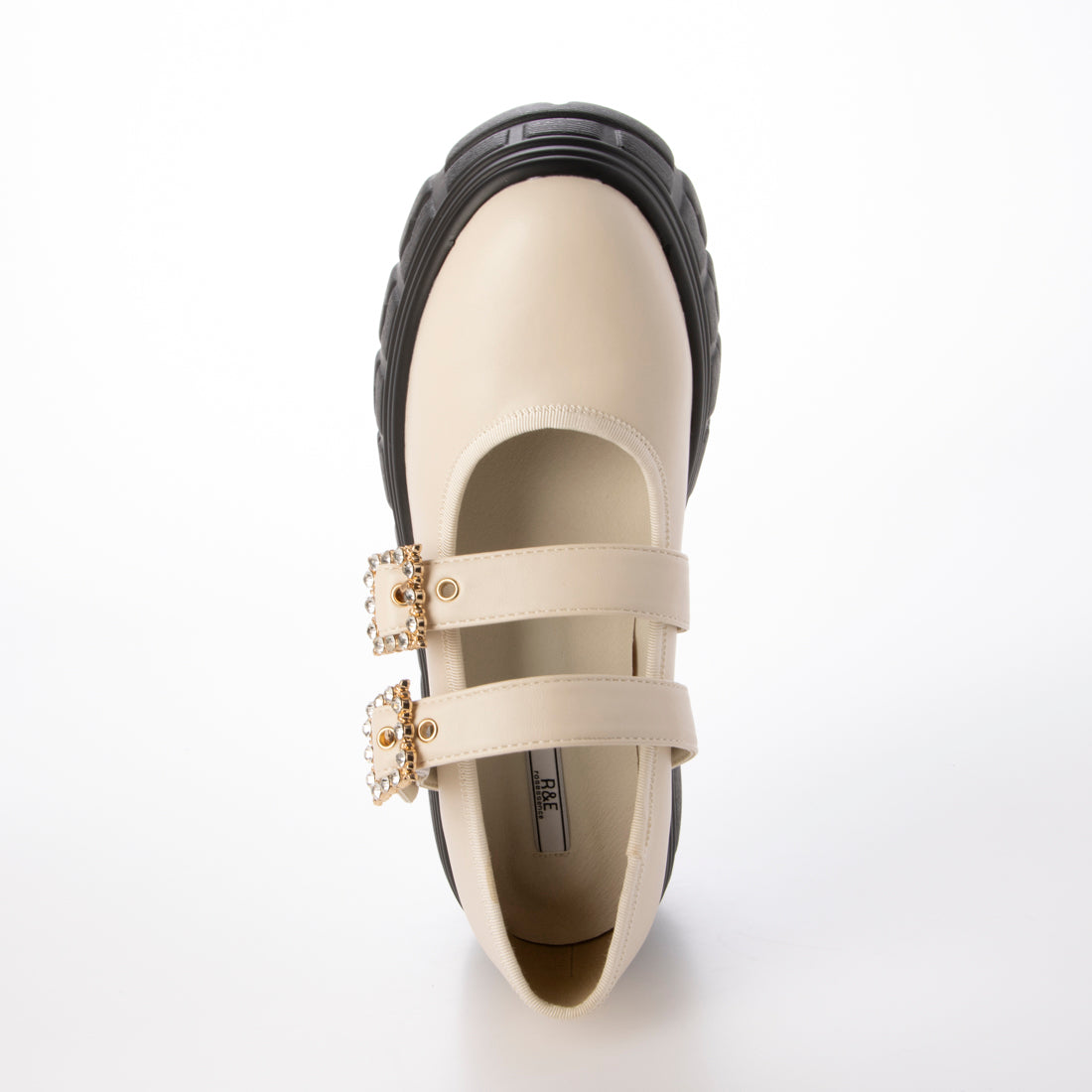 アールアンドイー R&E 【R&E】ビジューバックルストラップ厚底シューズ (アイボリー) アイボリー