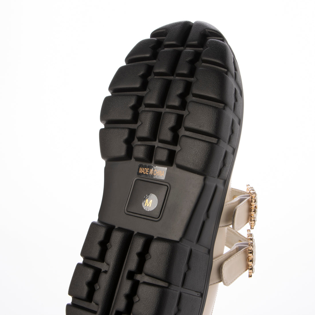 アールアンドイー R&E 【R&E】ビジューバックルストラップ厚底シューズ (アイボリー) アイボリー