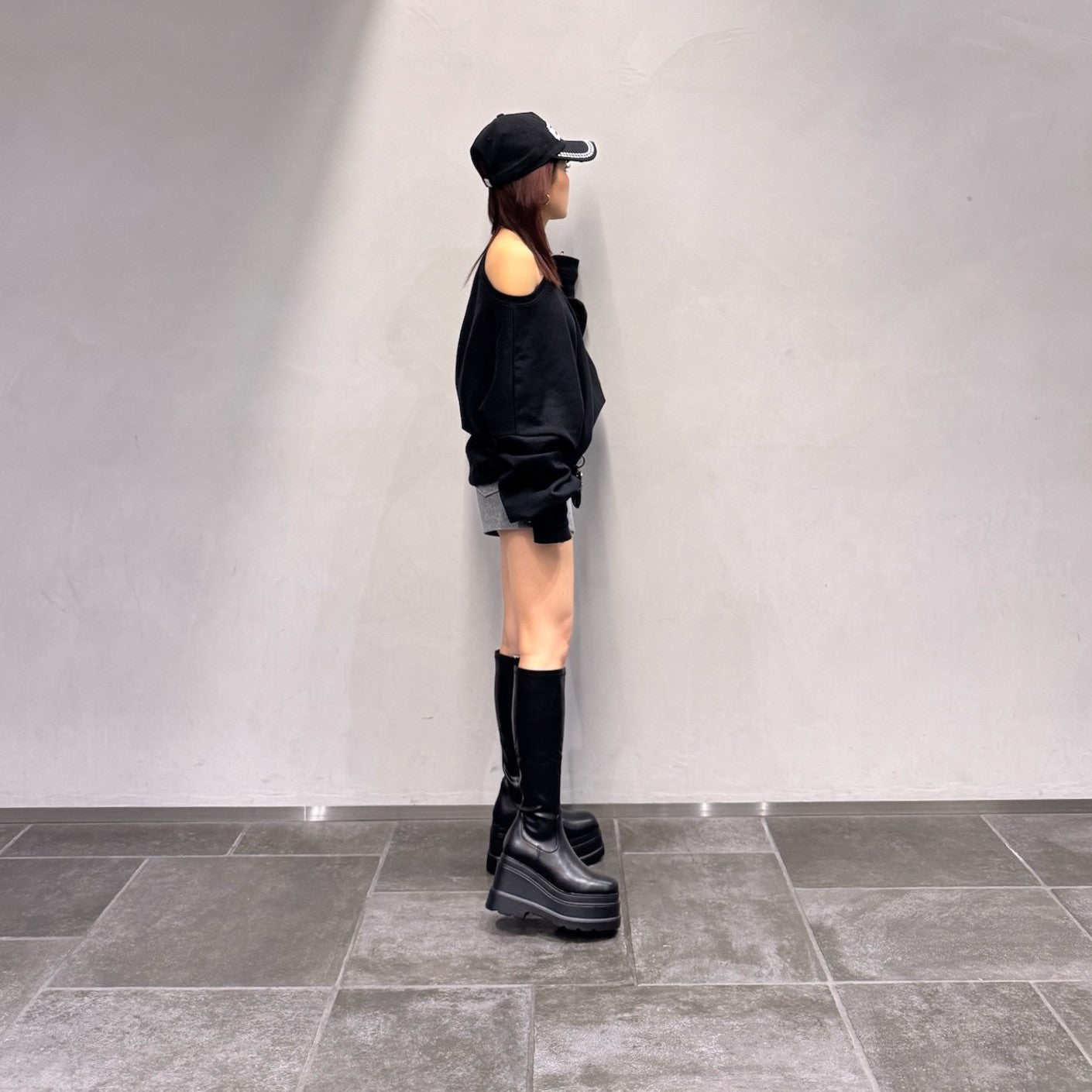 アールアンドイー R&E 【2025AW新作】【R&E】トリプルソール厚底ストレッチロングブーツ (ブラック) ブラック