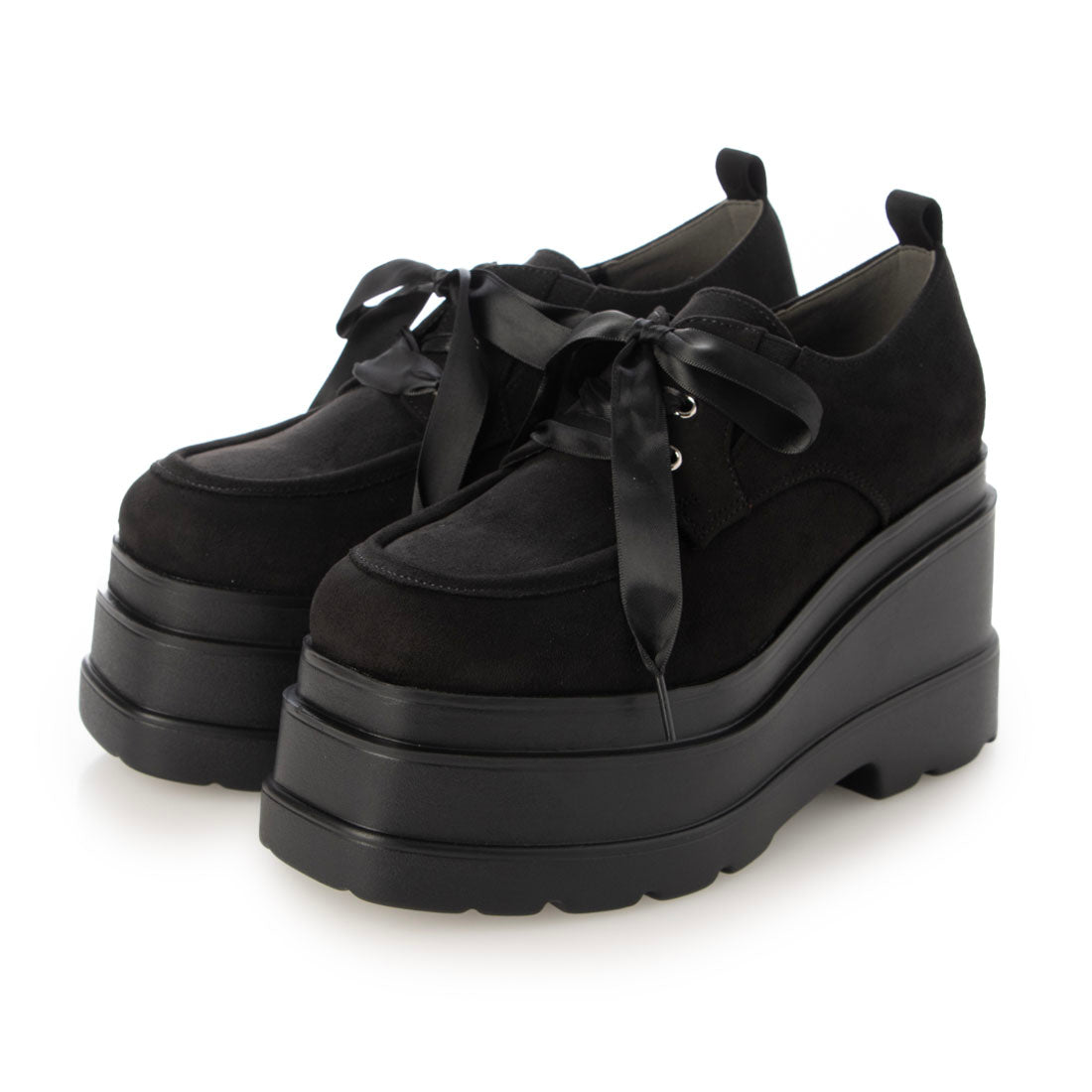 アールアンドイー R&E 【2025AW新作】【R&E】<2way>トリプルソール厚底レースアップシューズ (ブラックスエード) ブラックスエード