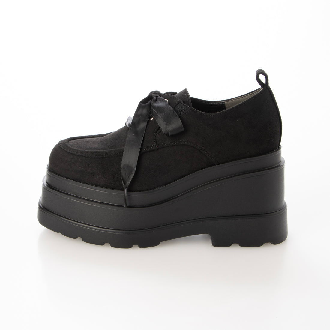 アールアンドイー R&E 【2025AW新作】【R&E】<2way>トリプルソール厚底レースアップシューズ (ブラックスエード) ブラックスエード