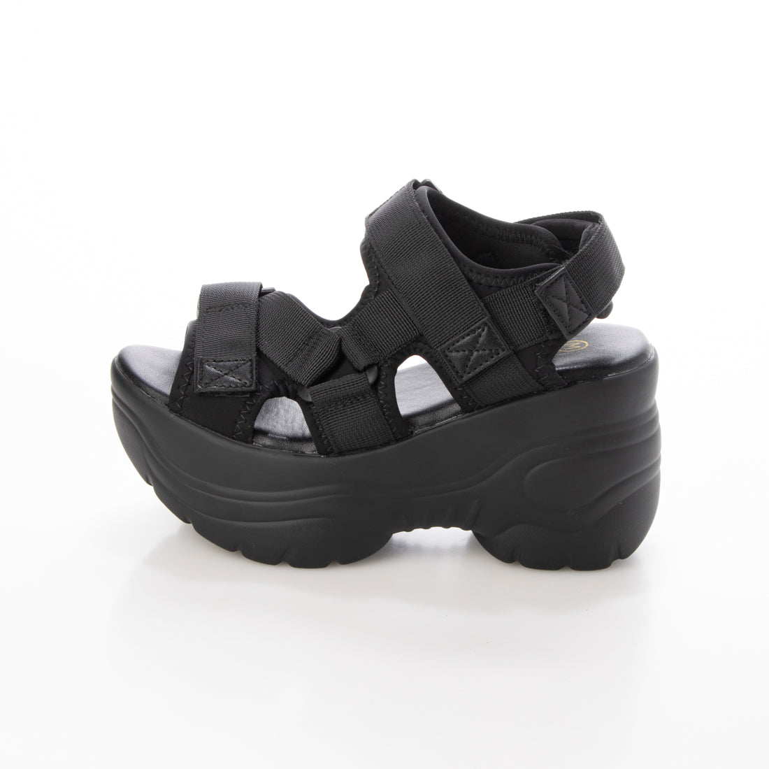 アールアンドイー R&E ベルクロベルテッド厚底スポーツサンダル (ブラック) ブラック