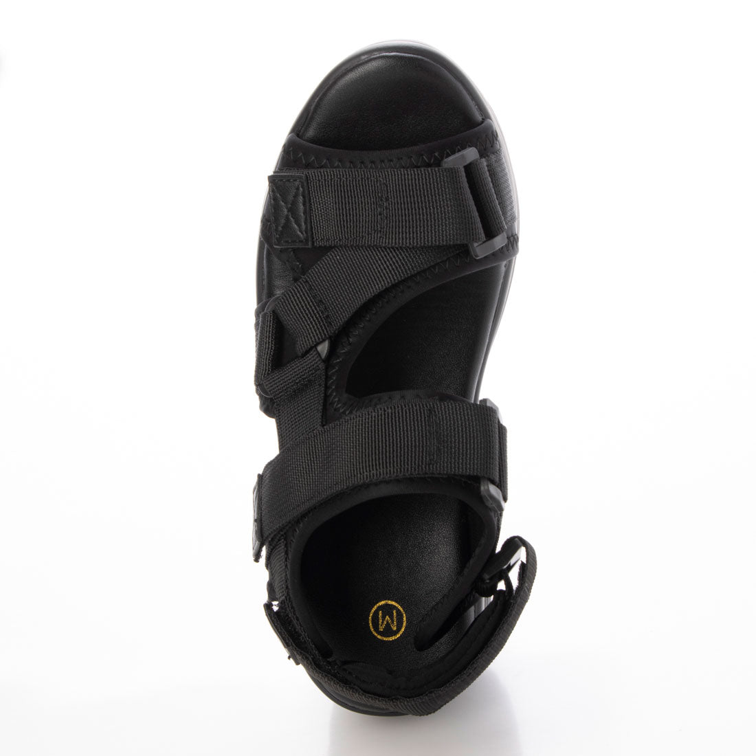 アールアンドイー R&E ベルクロベルテッド厚底スポーツサンダル (ブラック) ブラック