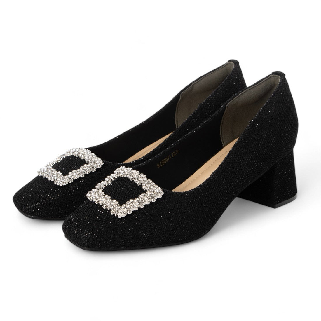 リゾイ REZOY 【2025AW新作】【REZOY】ビジューバックルスクエアトゥパンプス (ブラック) ブラック