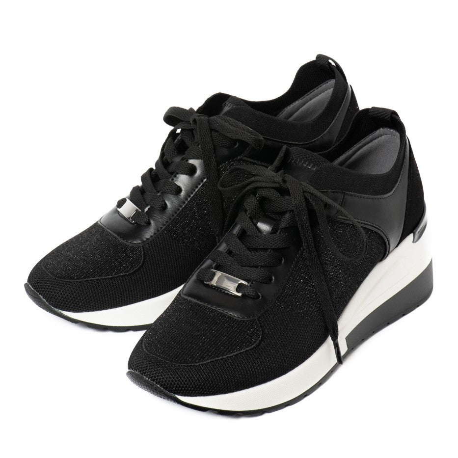 リゾイ REZOY ニットコンビ厚底ソールスニーカー,ブラック