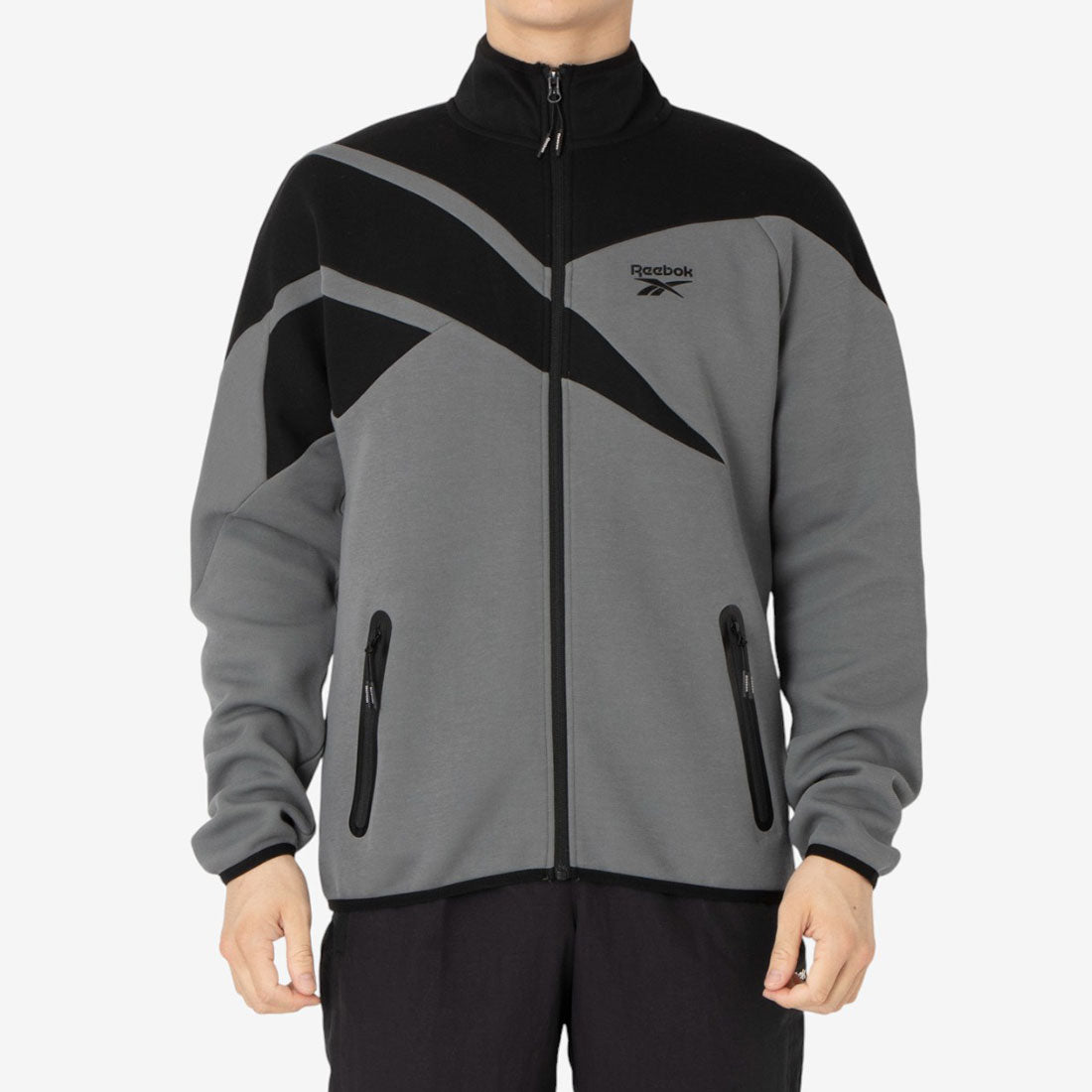 ビッグベクター ジャケット / CONTRAST PANEL FUNNELNECK JACKET (グレー) グレー