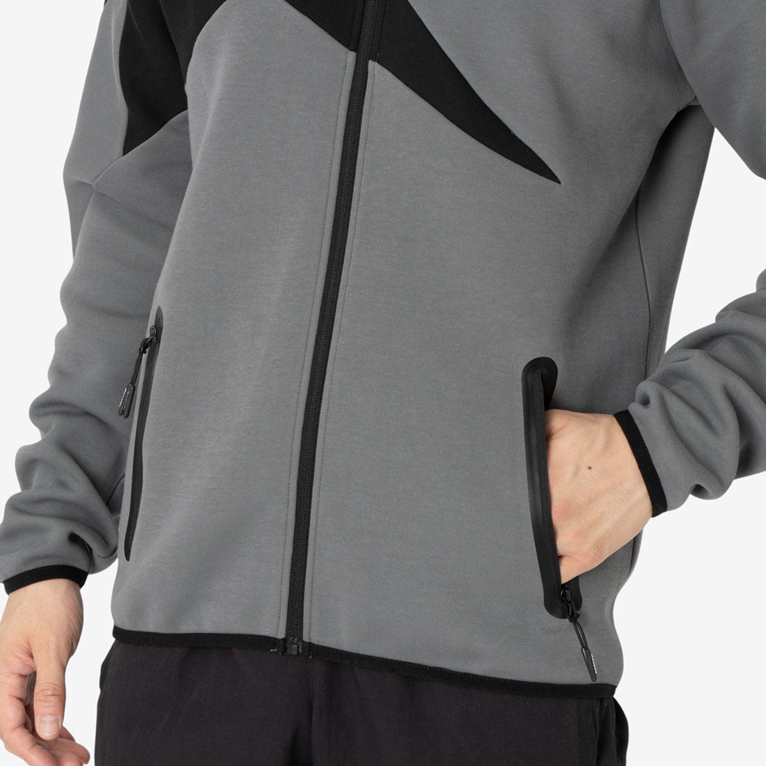 ビッグベクター ジャケット / CONTRAST PANEL FUNNELNECK JACKET (グレー) グレー