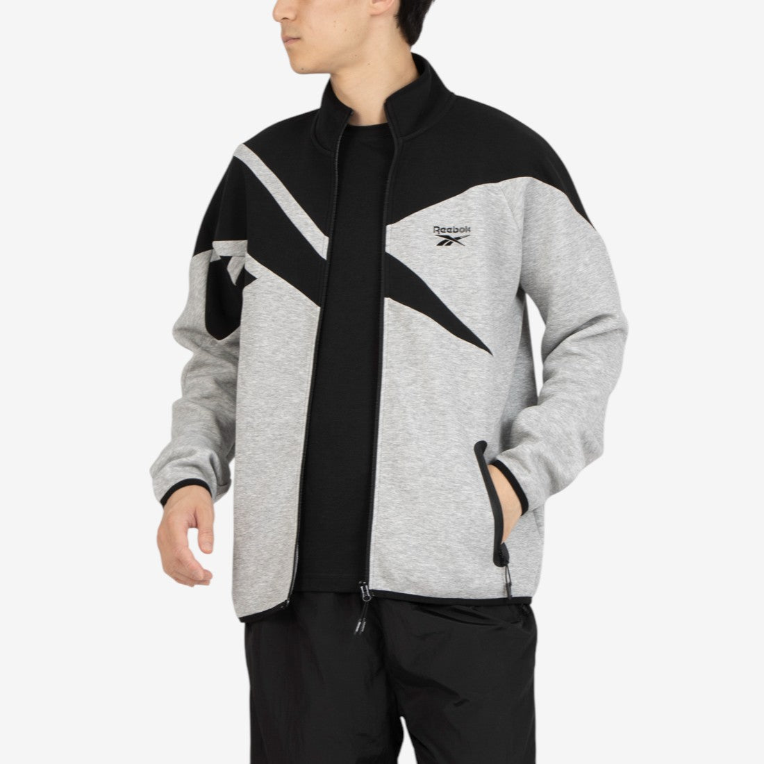 ビッグベクター ジャケット / CONTRAST PANEL FUNNELNECK JACKET (グレー/ブラック) グレー/ブラック