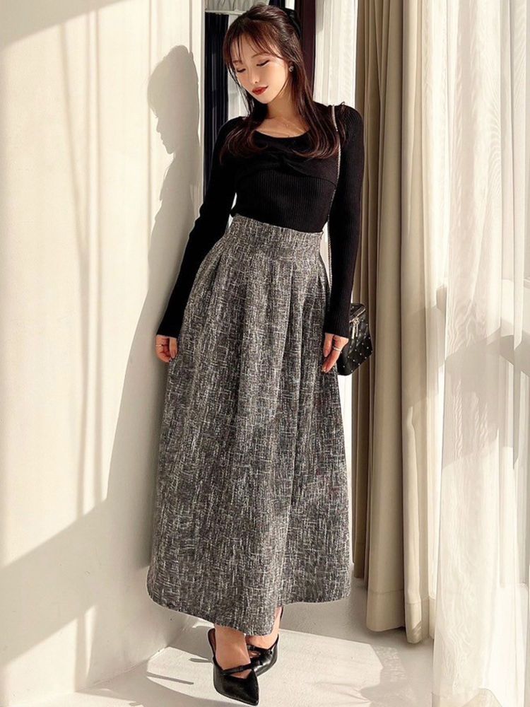 リゼクシー RESEXXY ウエストタックツイードスカート (ブルー) ブルー