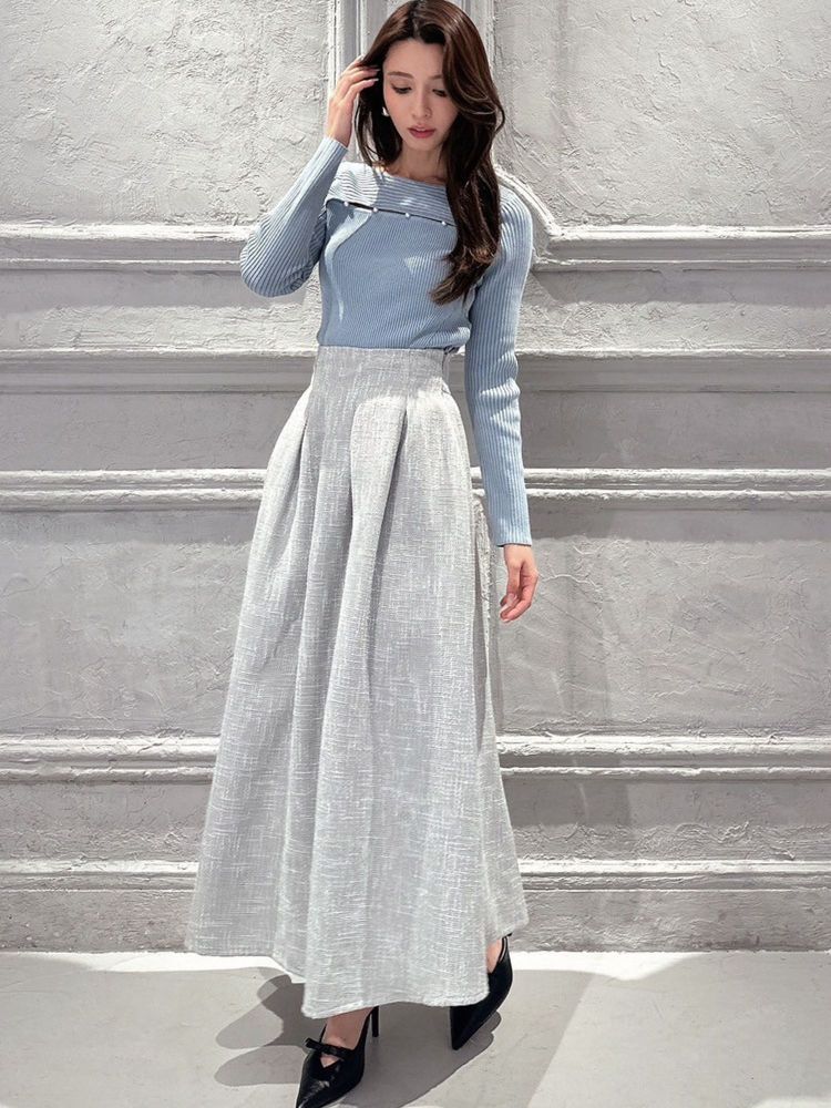 リゼクシー RESEXXY ウエストタックツイードスカート (ブルー) ブルー