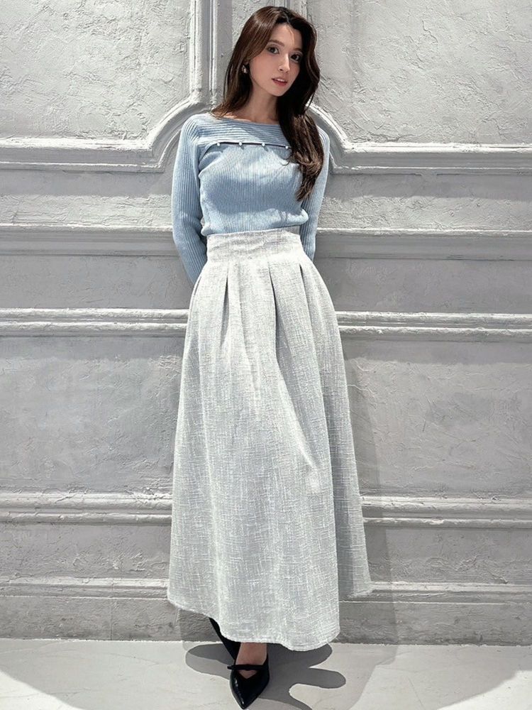 リゼクシー RESEXXY ウエストタックツイードスカート (ブルー) ブルー