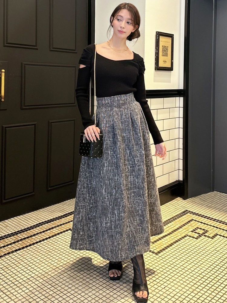 リゼクシー RESEXXY ウエストタックツイードスカート (ブルー) ブルー