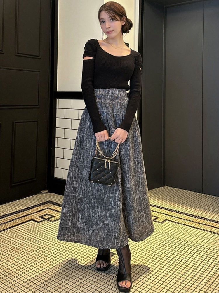 リゼクシー RESEXXY ウエストタックツイードスカート (ブルー) ブルー