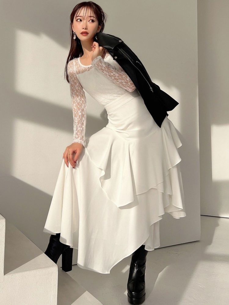 リゼクシー RESEXXY ラッフルプリーツフレアスカート (ブルー) ブルー