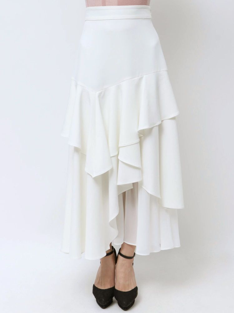 リゼクシー RESEXXY ラッフルプリーツフレアスカート (ブルー) ブルー