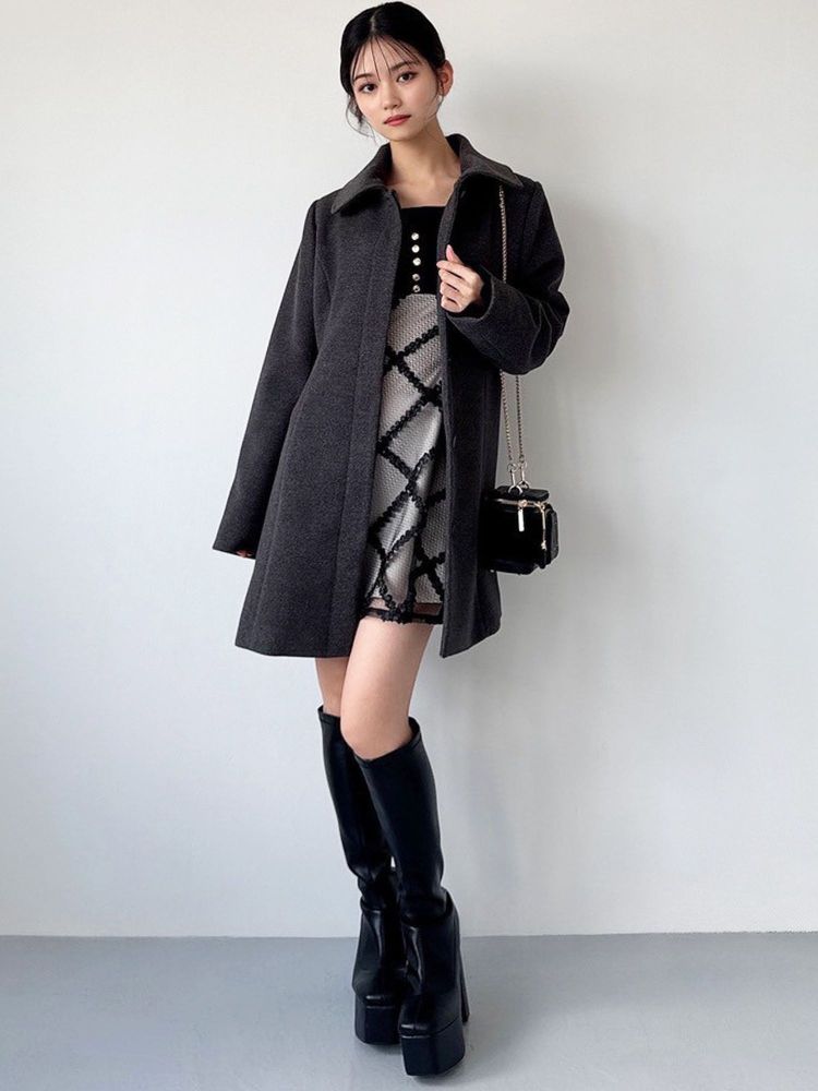 リゼクシー RESEXXY ドッキングフレアミニニットワンピース (ネイビー) ネイビー