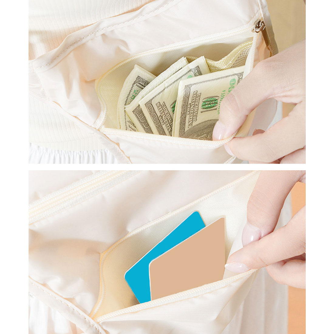 リアルスタイル REAL STYLE セキュリティポーチ 旅行 トラベル ウエスト ショルダー ボディバッグ メンズ レディース 軽い 海外 防犯 シークレット インナー 撥水 (アイボリー) アイボリー
