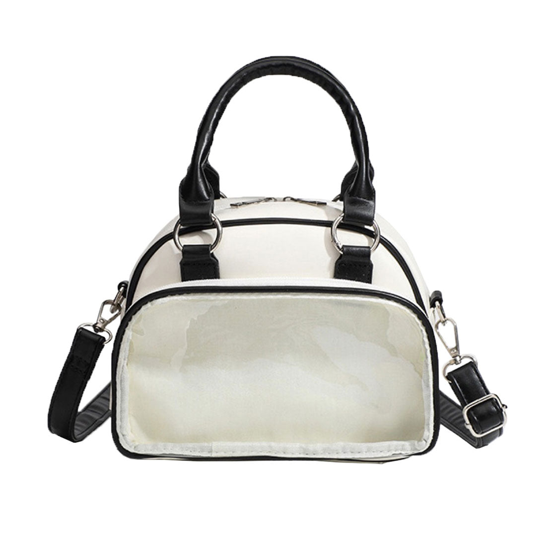 リアルスタイル REAL STYLE 痛バッグ ショルダーバッグ ミニリュック ボストン 痛バ 小さめ ミニ痛バ おしゃれ ハンドバッグ 缶バッジ クリア 透明 レディース 軽い 推し活 3way フェイクレザー (ホワイト) ホワイト