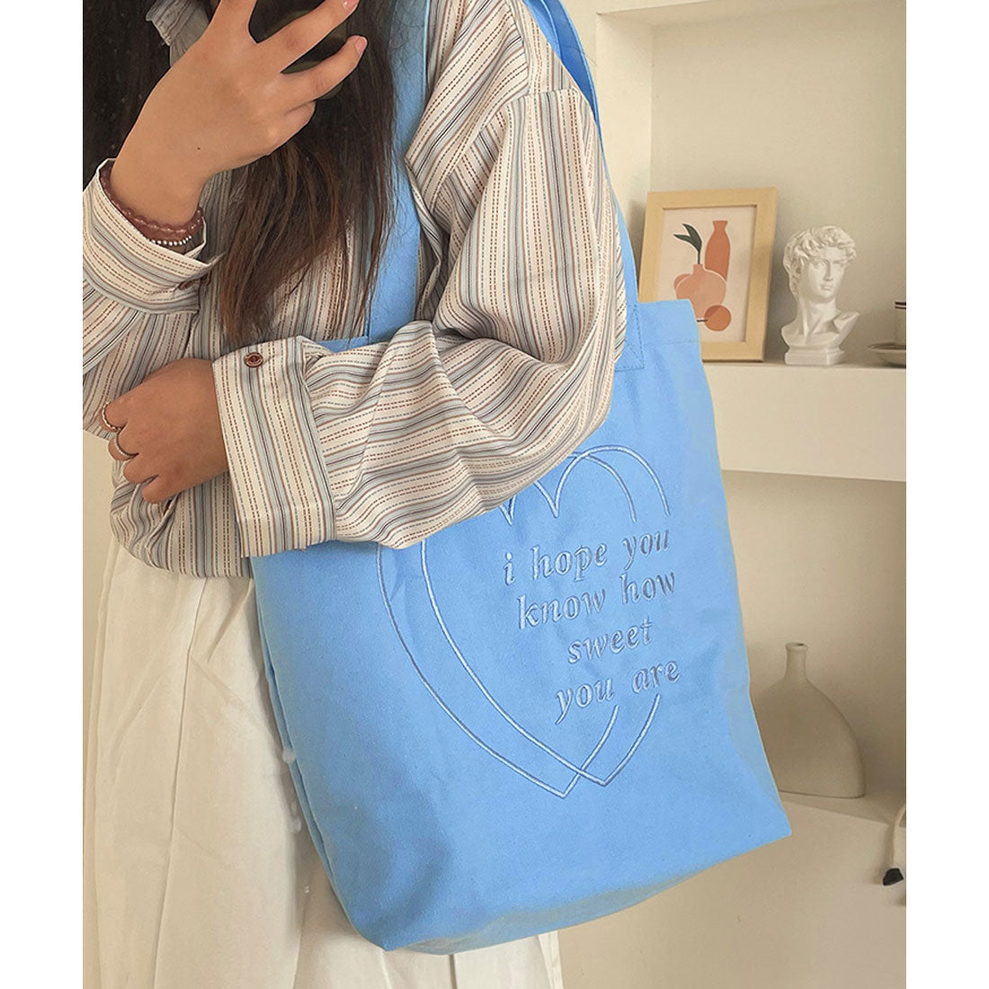 リアルスタイル REAL STYLE トートバッグ レディース A4 B4 大きめ 大容量 帆布 キャンバス 軽い 軽量 肩掛け 手提げ マチ付き マチ広 推し活 ハート 刺繍 (パープル) パープル