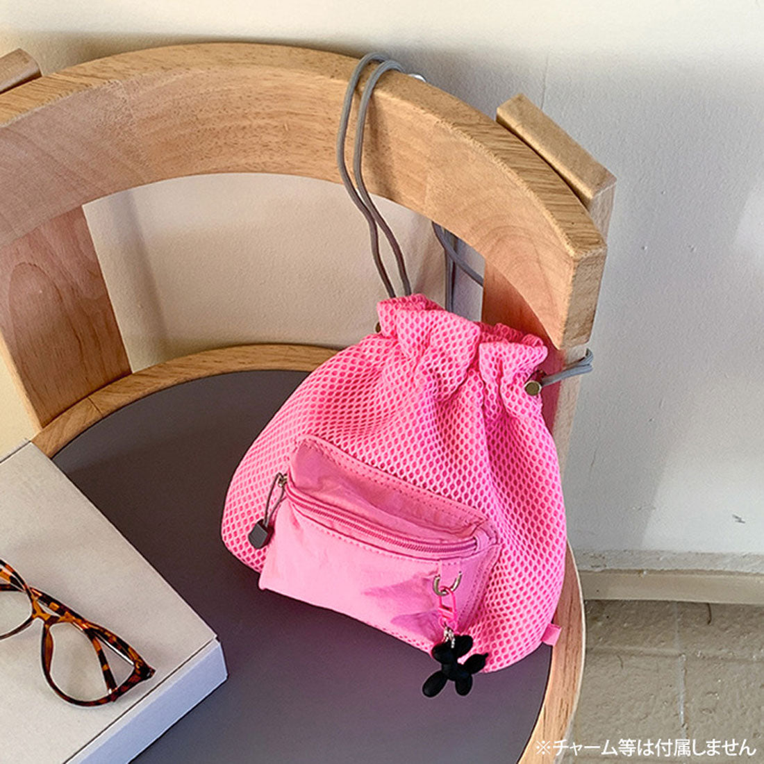 リアルスタイル REAL STYLE ショルダーバッグ レディース 巾着バッグ 巾着ショルダー 軽い 小さめ 斜めがけ メッシュ ポーチ 小物入れ バケツ型 ミニ 肩掛け おしゃれ (ブラック) ブラック