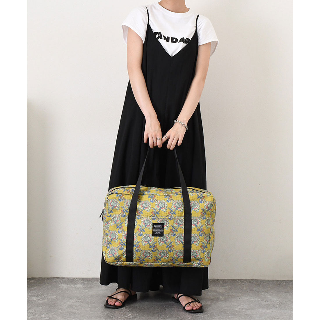 リアルスタイル REAL STYLE aristella アリステラ e.e.p. ボストンバッグ レディース 軽量 大容量 折りたたみ 旅行 マチ広 肩掛け トート ラタイデア 18L (フラワー×イエロー) フラワー×イエロー