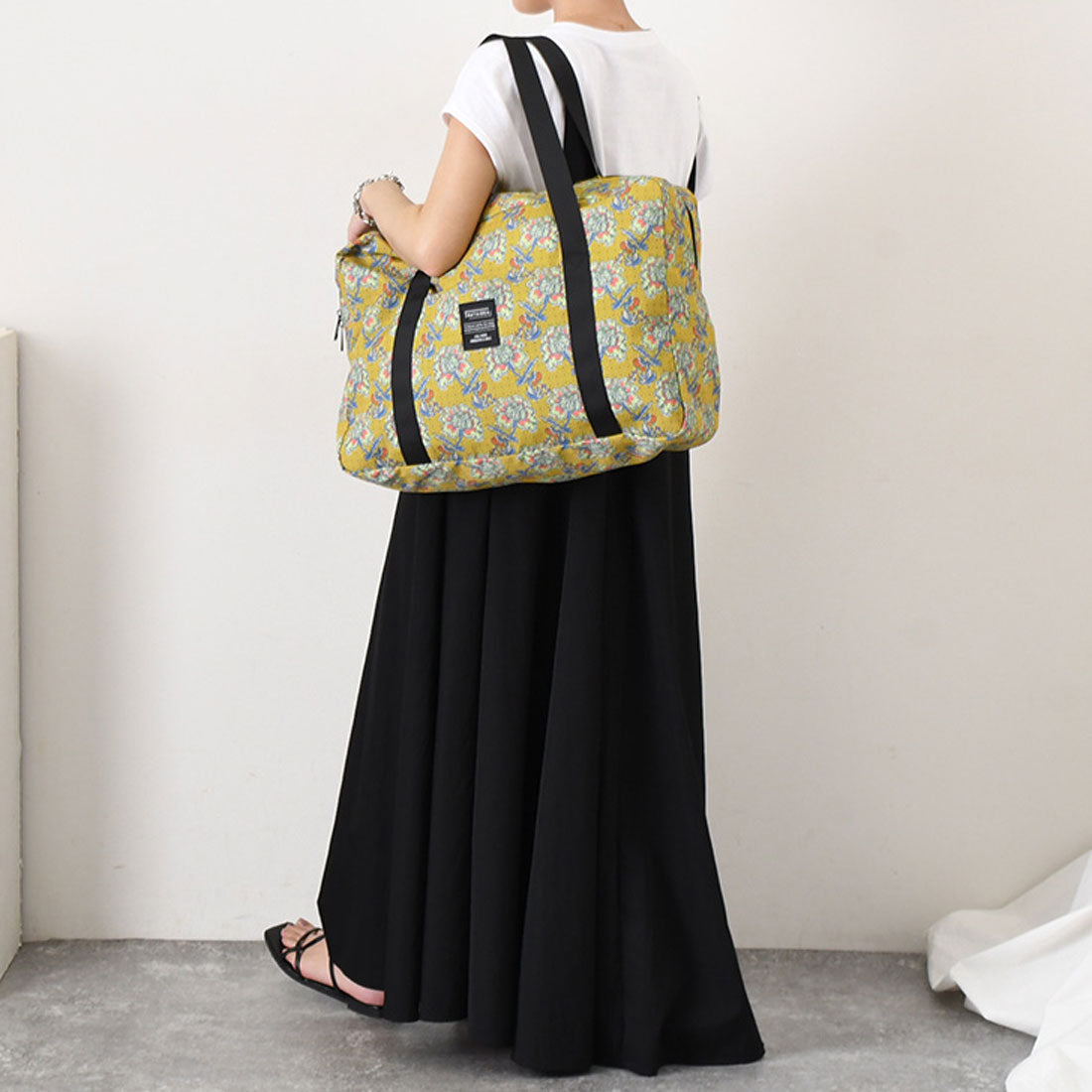 リアルスタイル REAL STYLE aristella アリステラ e.e.p. ボストンバッグ レディース 軽量 大容量 折りたたみ 旅行 マチ広 肩掛け トート ラタイデア 18L (フラワー×イエロー) フラワー×イエロー