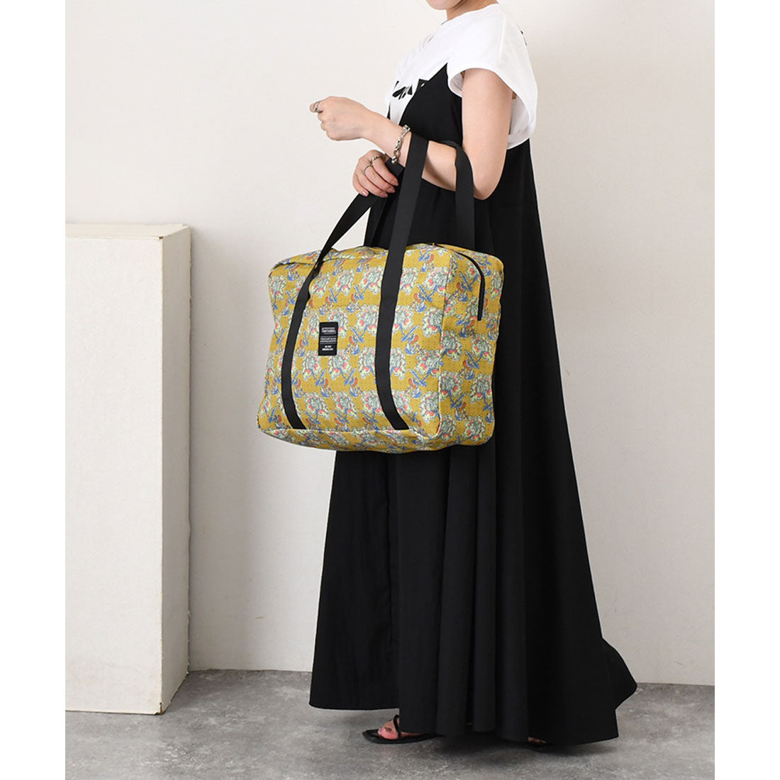 リアルスタイル REAL STYLE aristella アリステラ e.e.p. ボストンバッグ レディース 軽量 大容量 折りたたみ 旅行 マチ広 肩掛け トート ラタイデア 18L (フラワー×イエロー) フラワー×イエロー