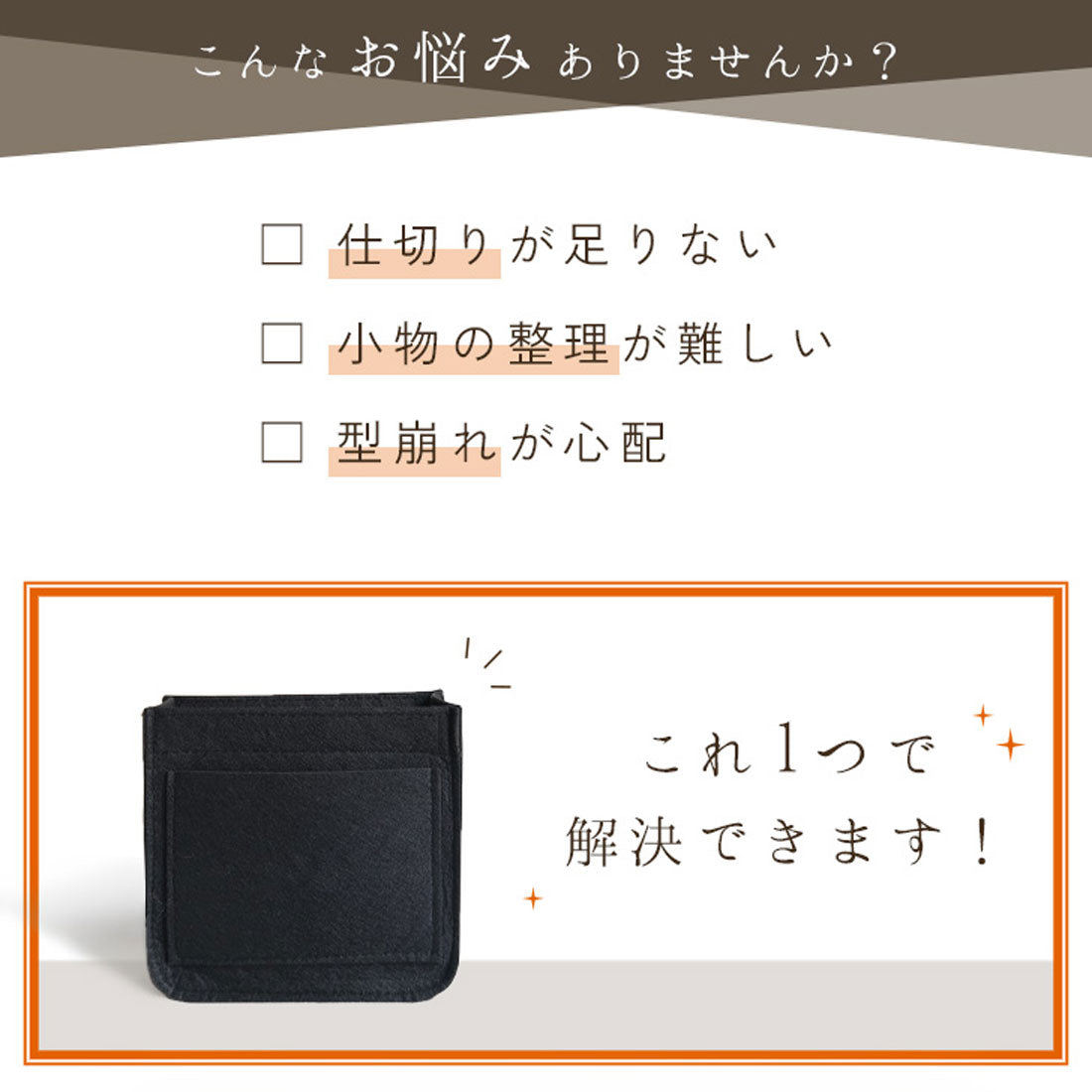 リアルスタイル REAL STYLE バッグインバッグ 大きめ 小さめ 自立 インナーバッグ エルメス hermes エヴリン エブリン evelyne TPM PM GM 薄型 (ブラック) ブラック