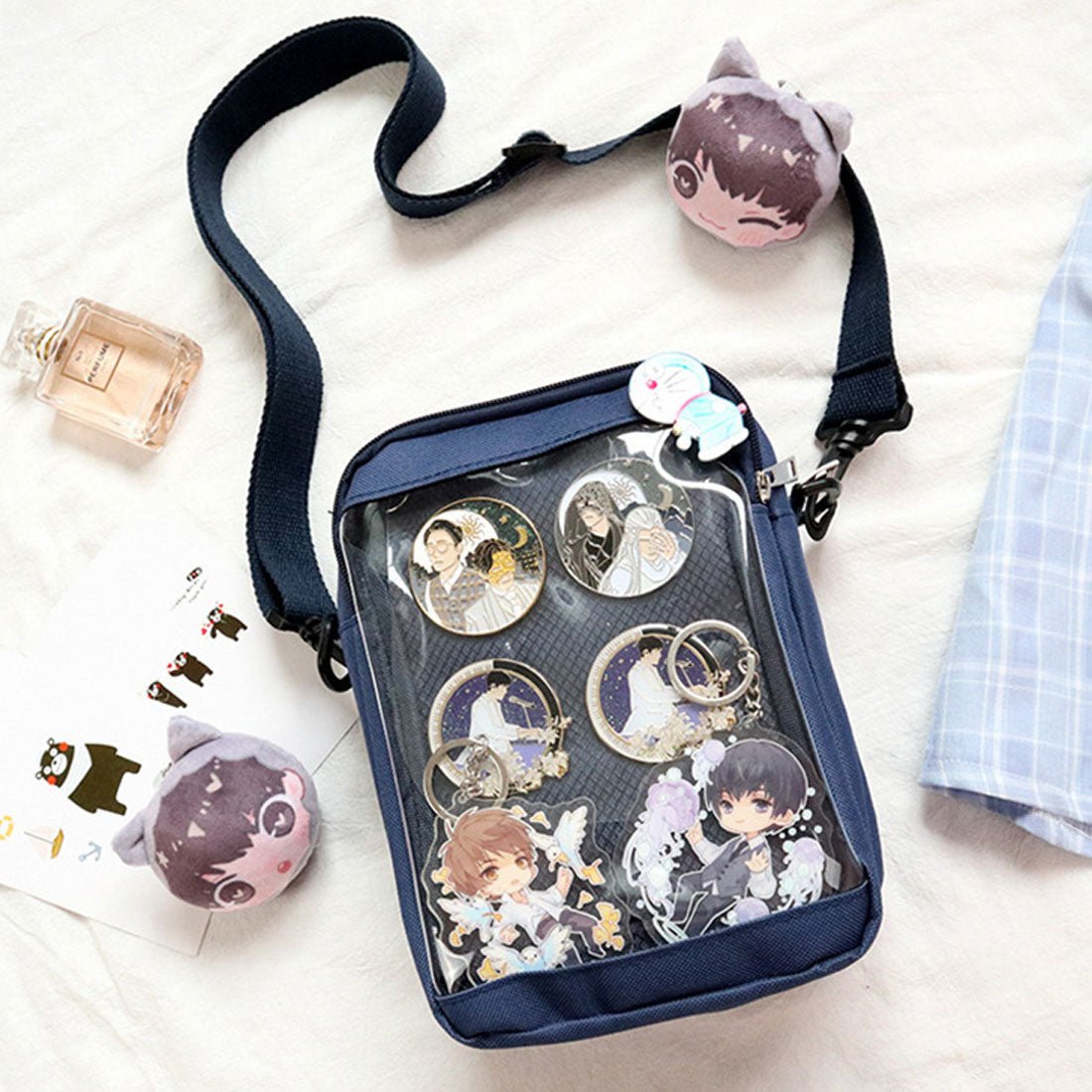 REAL STYLE Ita Bag Shoulder Bag Clear Black Clear Pocket Oshikatsu Tra