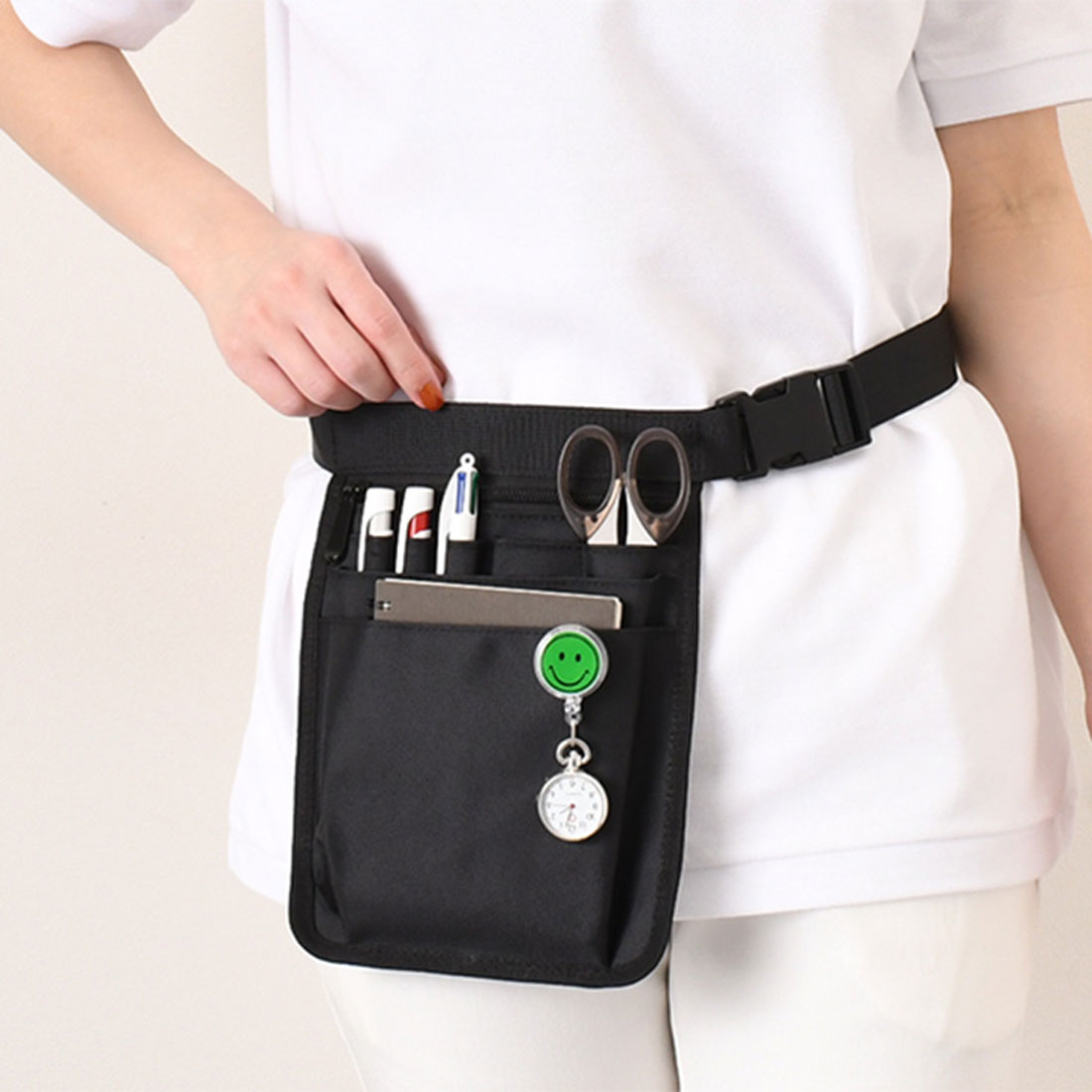 REAL STYLE Nurse Pouch Waist Bag Apron Bag Black Nurse Caregiver Unisex Medical Pencil Case Work