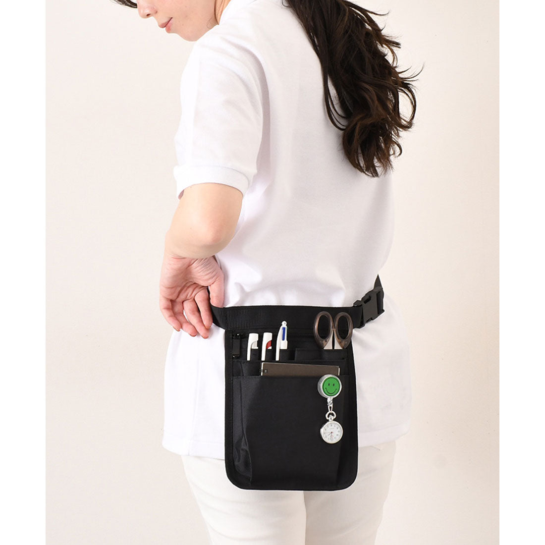 リアルスタイル REAL STYLE ナースポーチ ウエストバッグ エプロンバッグ 黒 看護師 介護士 男女兼用 医療 ペンケース 仕事用