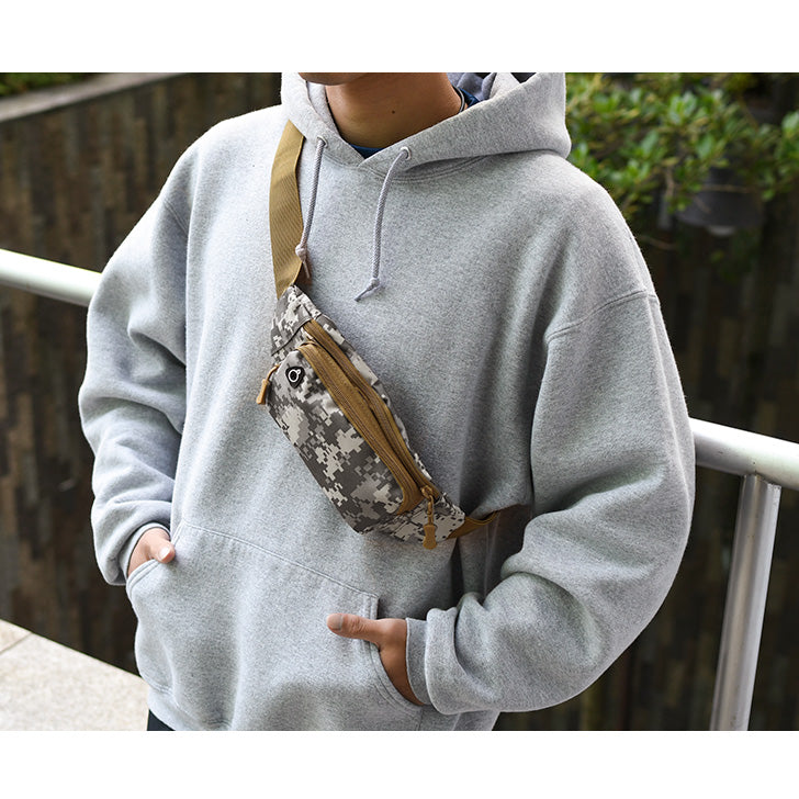 リアルスタイル REAL STYLE ボディバッグ ウエストポーチ メンズ 軽い 小さめ 仕事 ショルダー ポシェット 斜めがけ ランニング おしゃれ 迷彩 カバン スマホ 子供 (ブラック×無地) ブラック×無地