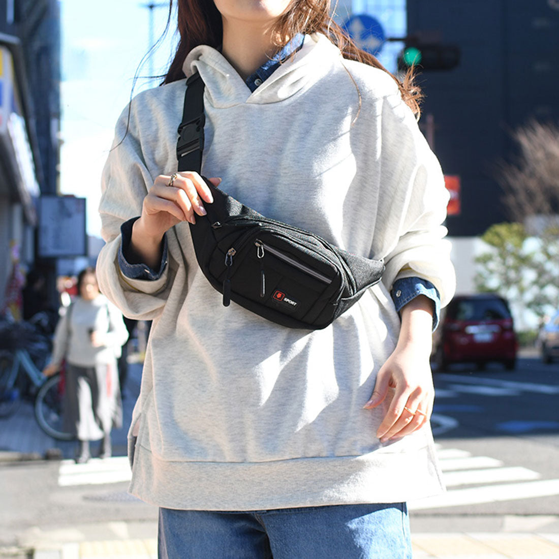 真實的真實風格的身體包腰包男士女士時尚迷你自行車輕巧的臀部肩對角線休閒