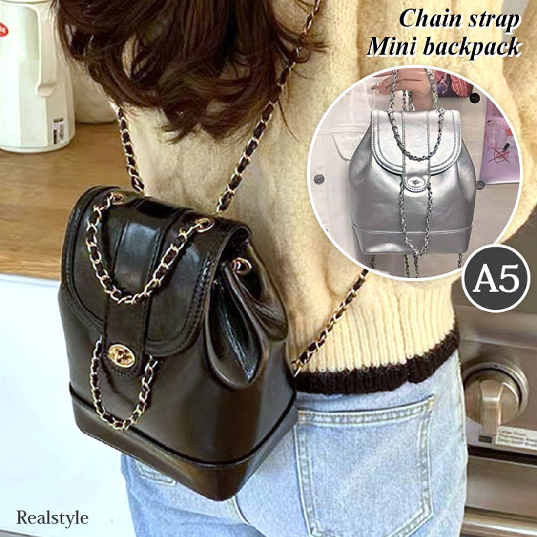 リアルスタイル REAL STYLE ミニリュック レディース 女の子 バッグ 軽い 通学 通勤 黒 おしゃれ 小さめ 子供 キッズ 合皮 バケツ型 フェイクレザー 可愛い 韓国