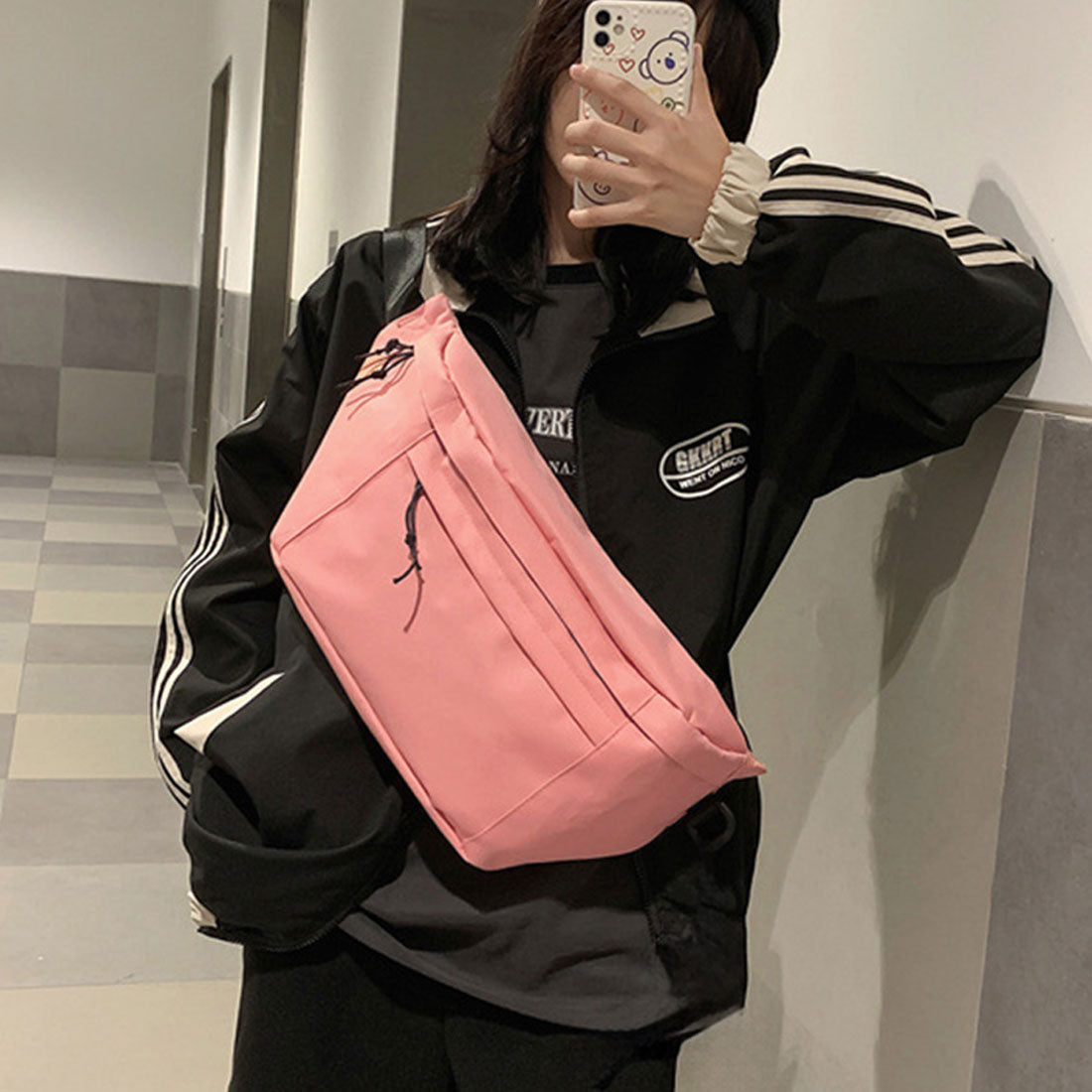 Real Style Body Bag Waist Bag Shoulder Bag for Men and Women Large Capacity Oversized Lightweight Simple Crossbody Travel with Gusset Commuting School