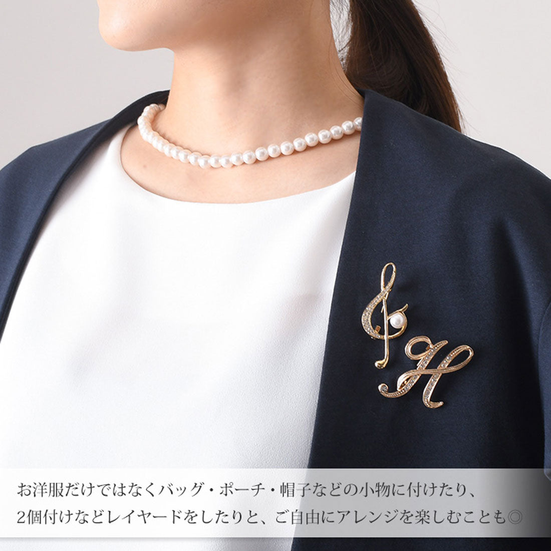 Real Style Brooch Pin Pearl Graduation Ceremony Fashion Entrance Ceremony Women's Accessories Gold Musical Note Rhinestone Wedding Music Recital Competition