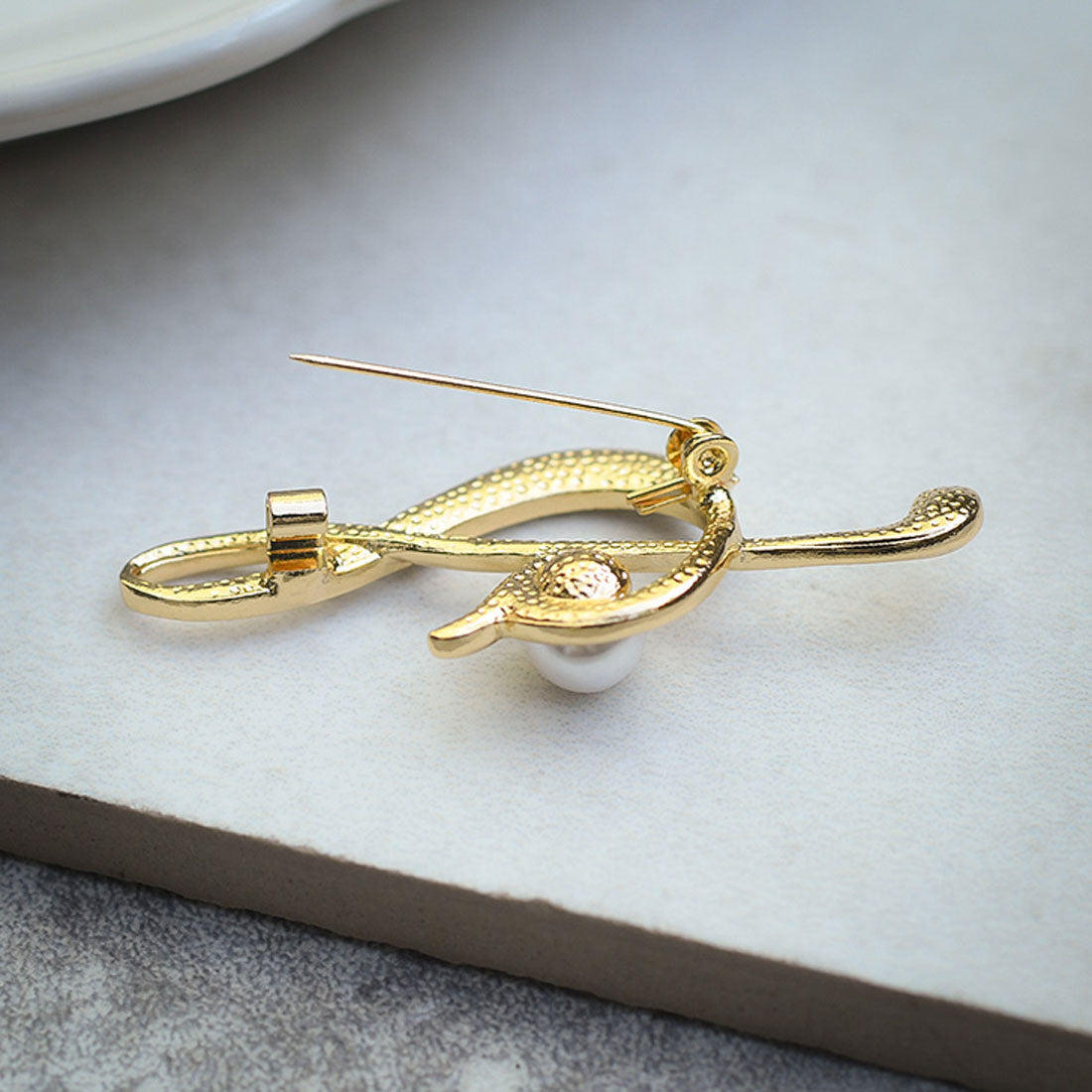 Real Style Brooch Pin Pearl Graduation Ceremony Fashion Entrance Ceremony Women's Accessories Gold Musical Note Rhinestone Wedding Music Recital Competition