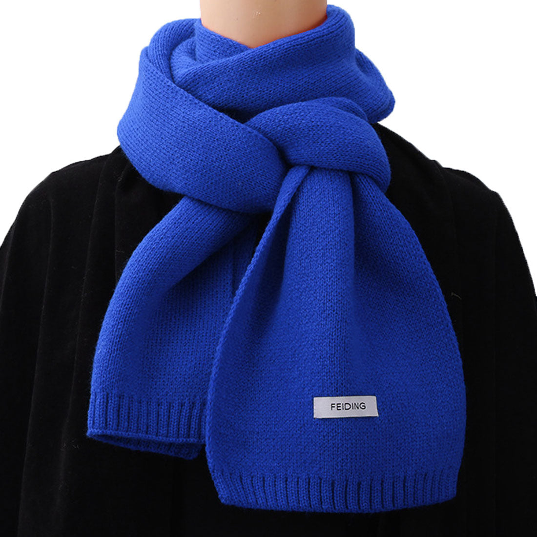 リアルスタイル REAL STYLE マフラー ストール レディース メンズ スヌード ニット ミニ ショート 秋冬 防寒 あったか かわいい おしゃれ シンプル 暖かい (ブルー) ブルー