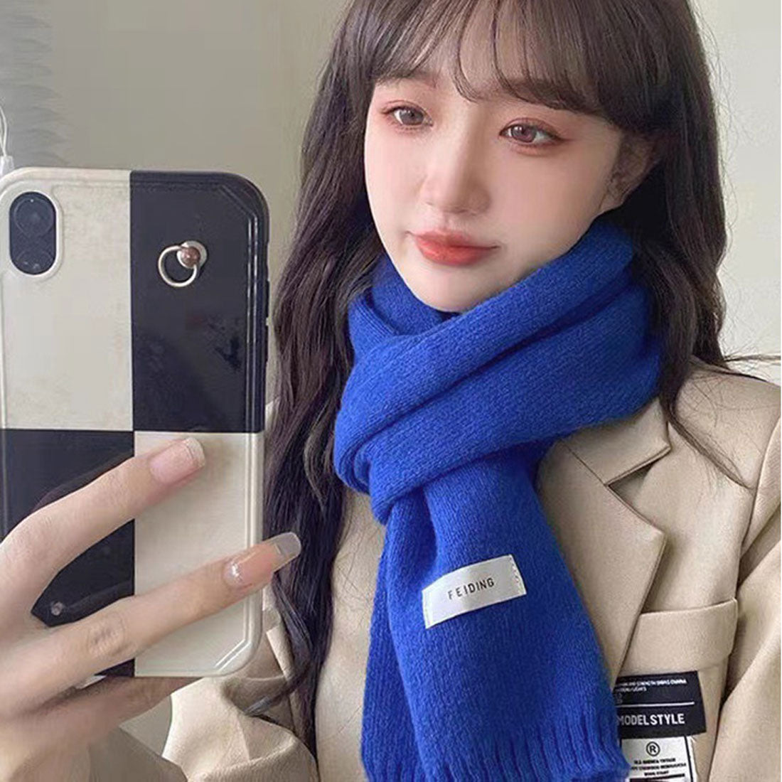 リアルスタイル REAL STYLE 圍巾 披肩 女士 男士 圍脖 毛線 小型 短款 秋冬 防寒 保暖 可愛 時尚 簡約 溫暖