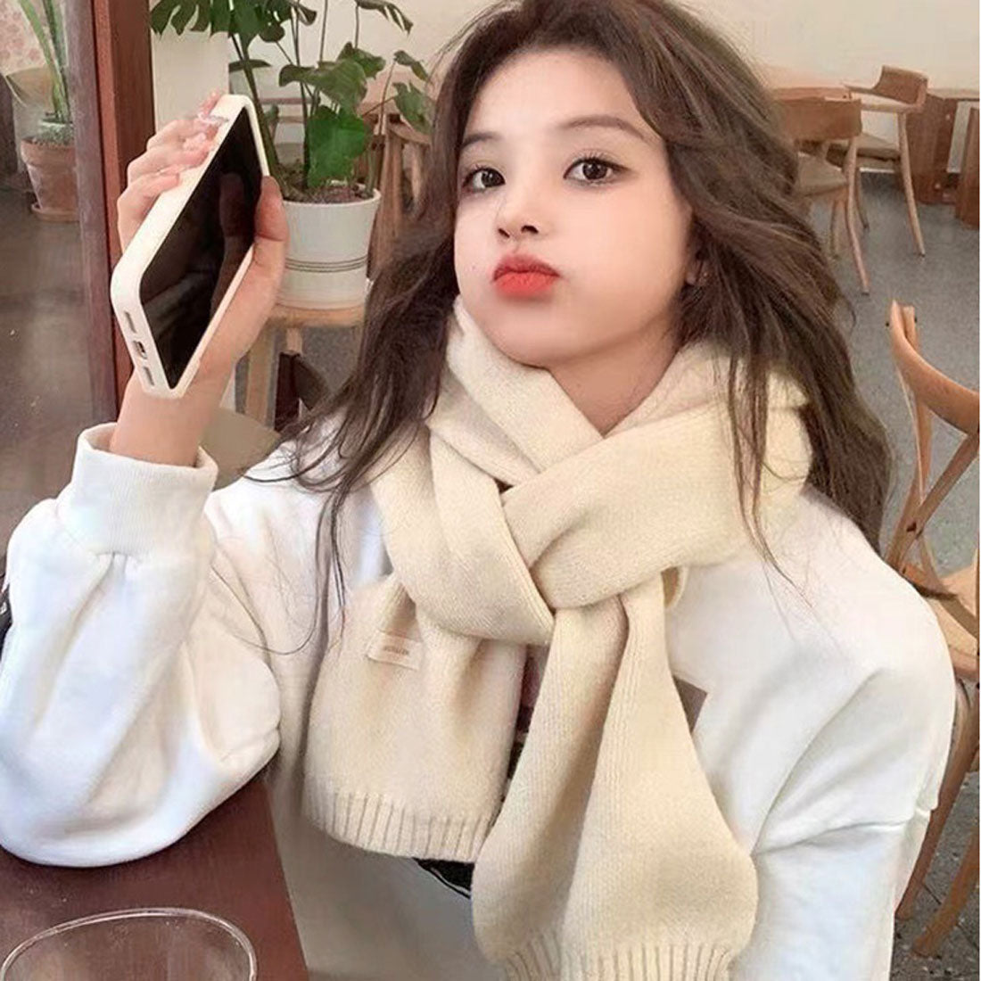 リアルスタイル REAL STYLE 圍巾 披肩 女士 男士 圍脖 毛線 小型 短款 秋冬 防寒 保暖 可愛 時尚 簡約 溫暖