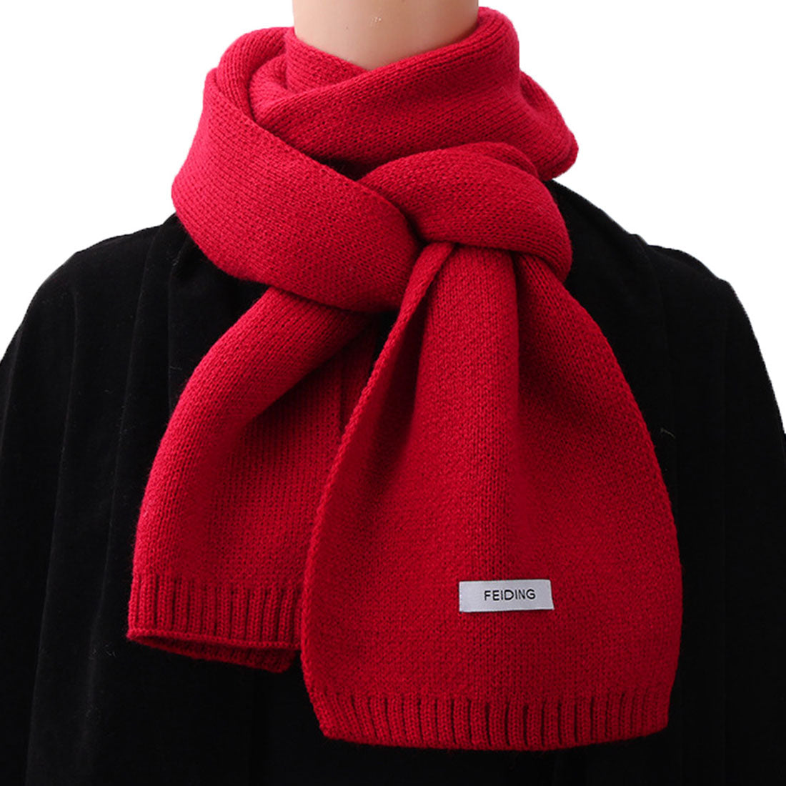 リアルスタイル REAL STYLE マフラー ストール レディース メンズ スヌード ニット ミニ ショート 秋冬 防寒 あったか かわいい おしゃれ シンプル 暖かい (ワインレッド) ワインレッド
